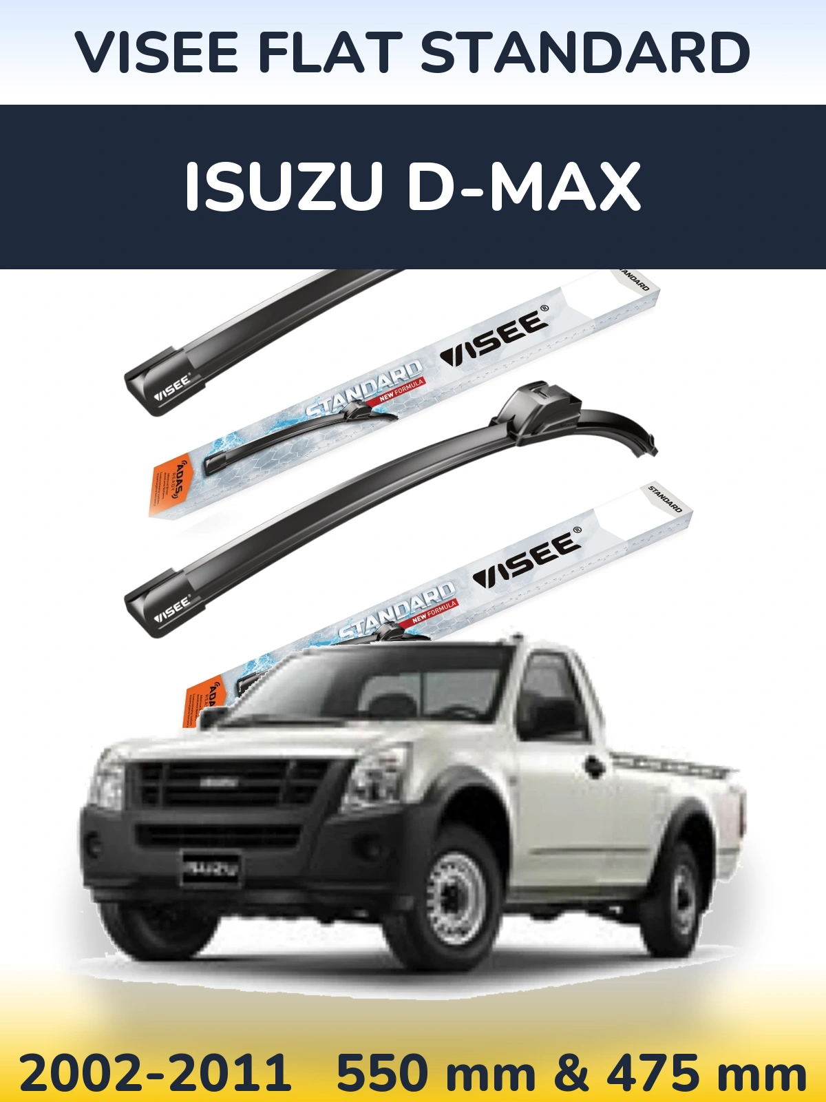 Комплект передніх щіток VISEE FLAT STANDARD 550 & 475 мм для Isuzu D-Max 2002-2011