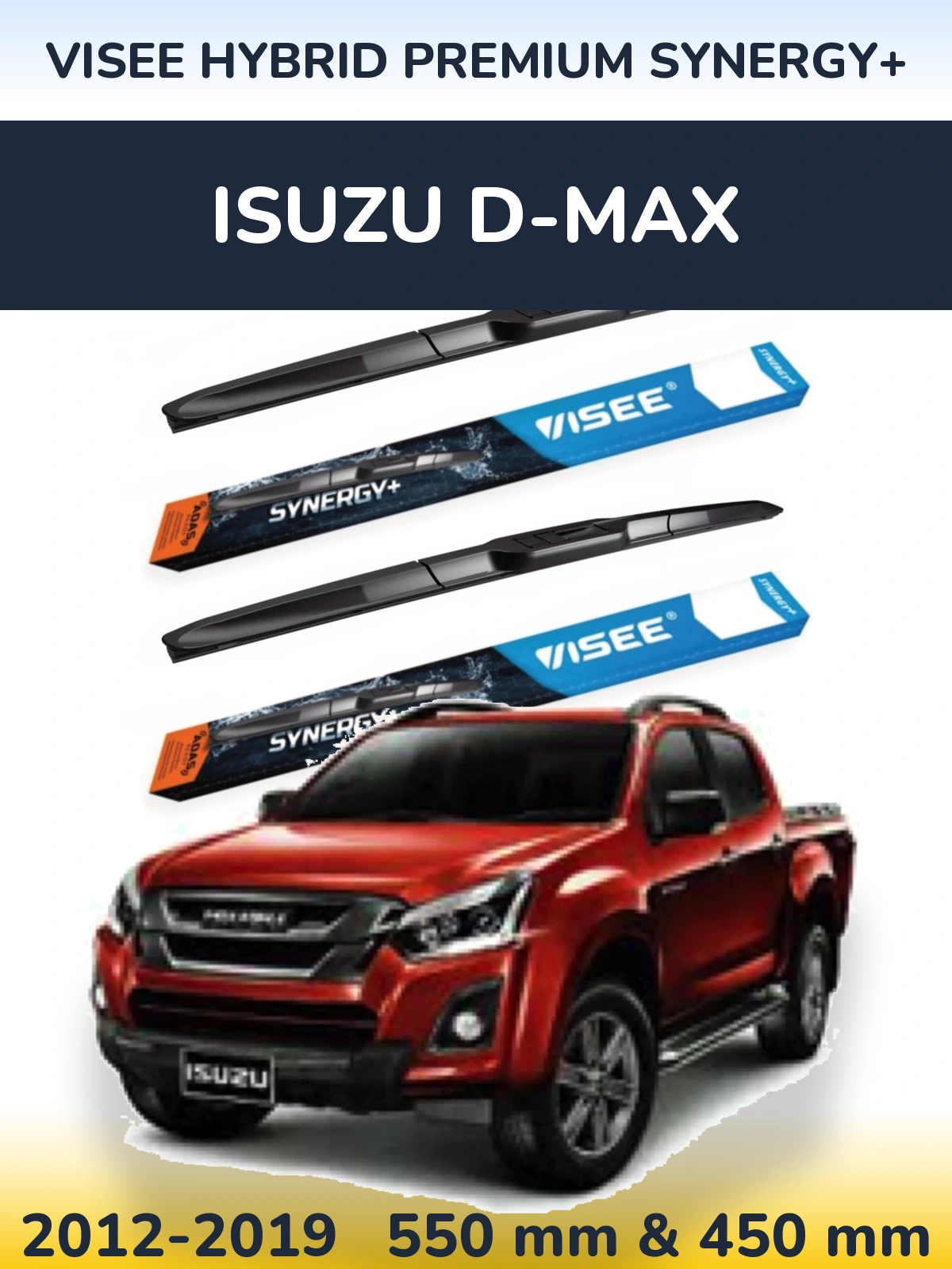 Sada předních stěračů VISEE HYBRID PREMIUM SYNERGY+ 550 a 450 mm pro Isuzu D-Max 2012-2019
