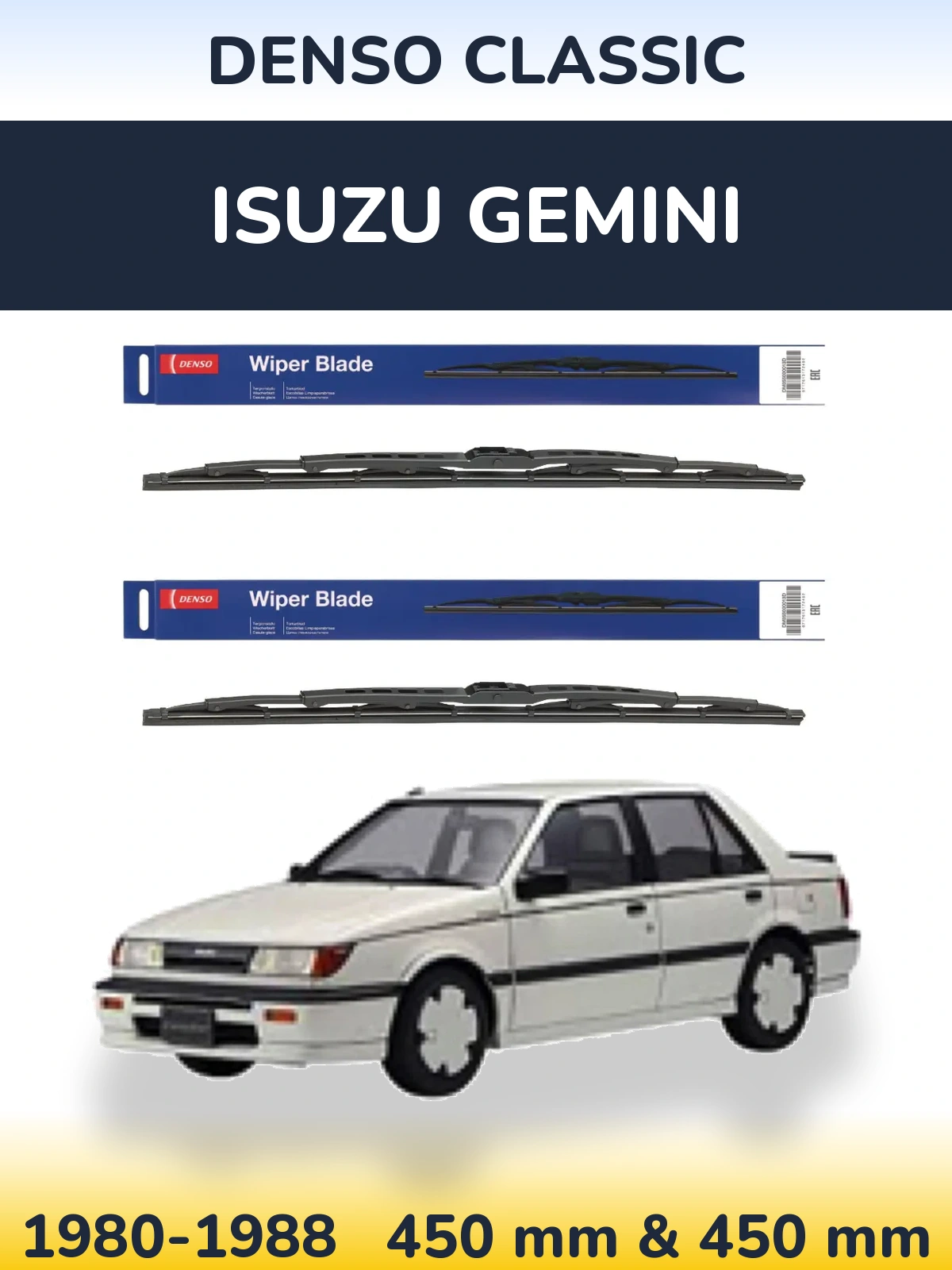 Sada předních stěračů Denso Classic 450 a 450 mm pro Isuzu Gemini 1980-1988