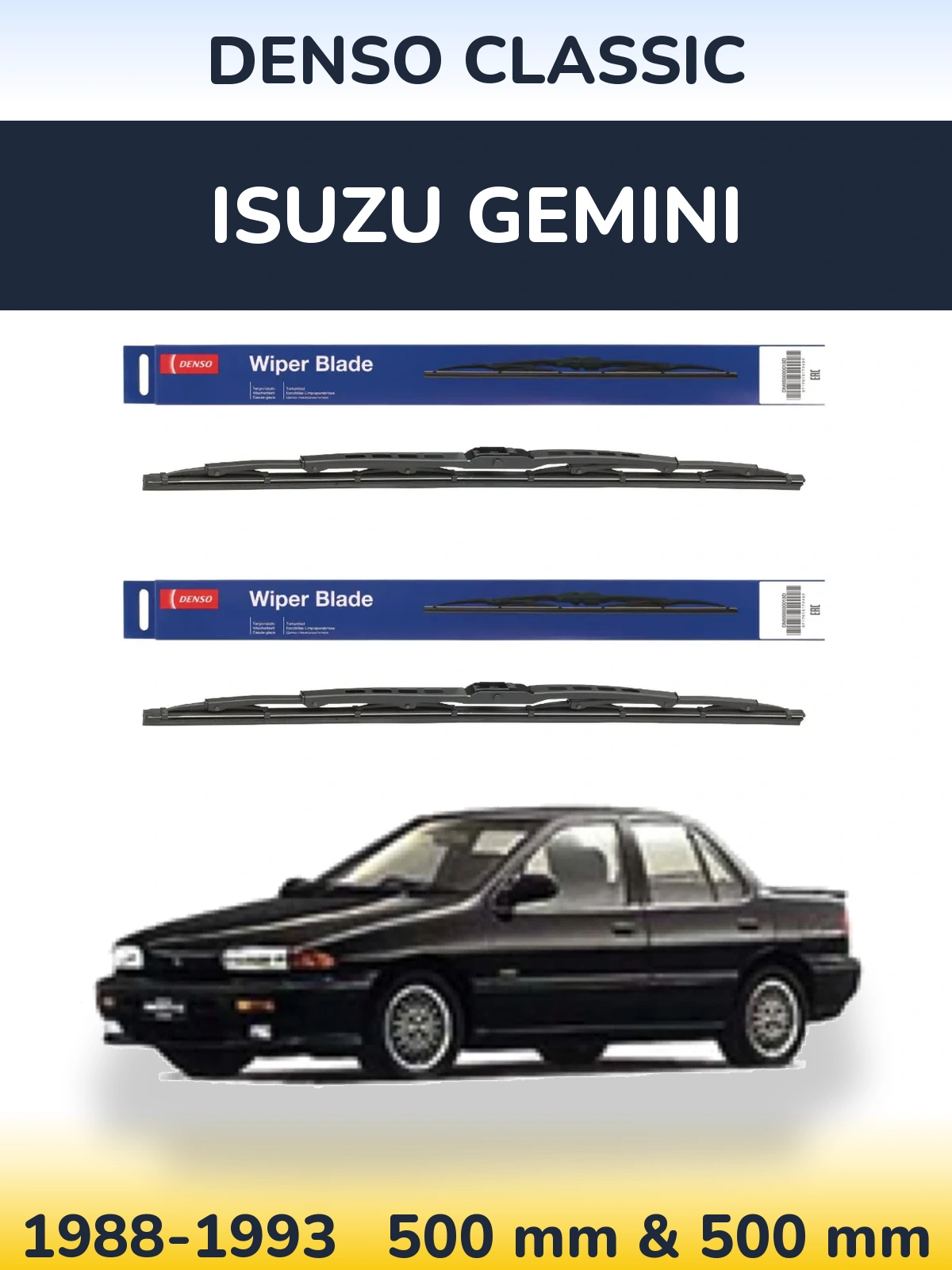 Комплект передніх щіток Denso Classic 500 & 500 мм для Isuzu Gemini 1988-1993