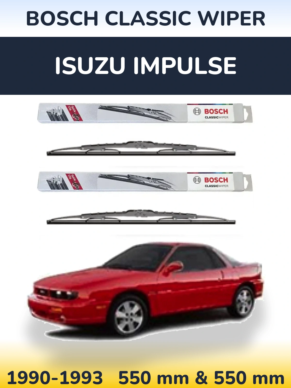 Sada předních stěračů BOSCH Classic Wiper 550 a 550 mm pro Isuzu Impulse 1990-1993