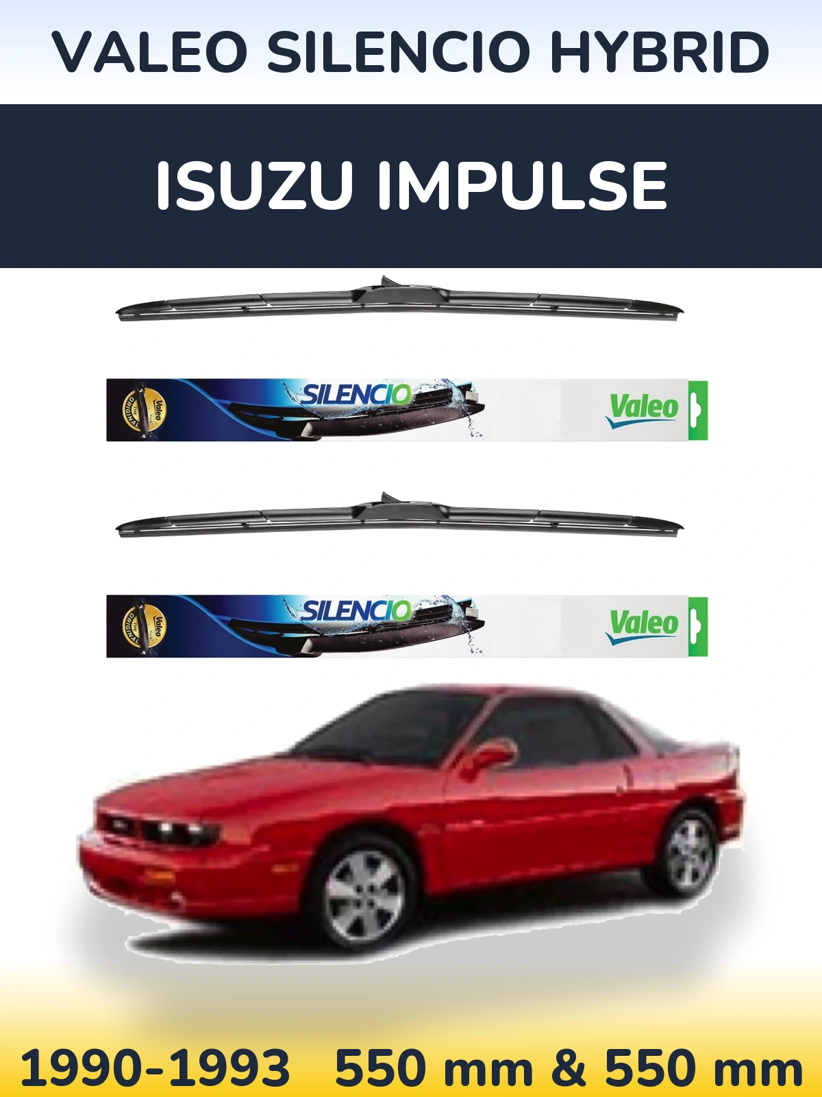 Комплект передніх щіток Valeo Silencio Hybrid 550 & 550 мм для Isuzu Impulse 1990-1993