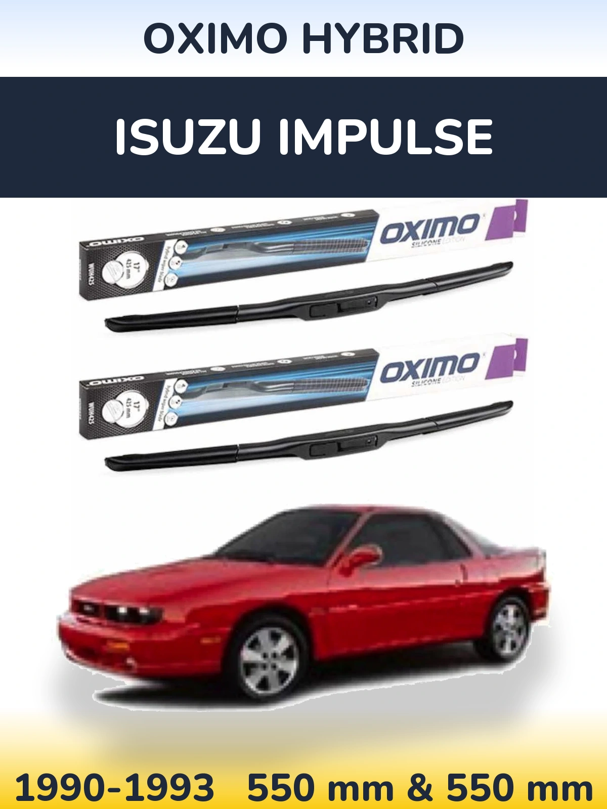 Sada předních stěračů Oximo Hybrid 550 a 550 mm pro Isuzu Impulse 1990-1993