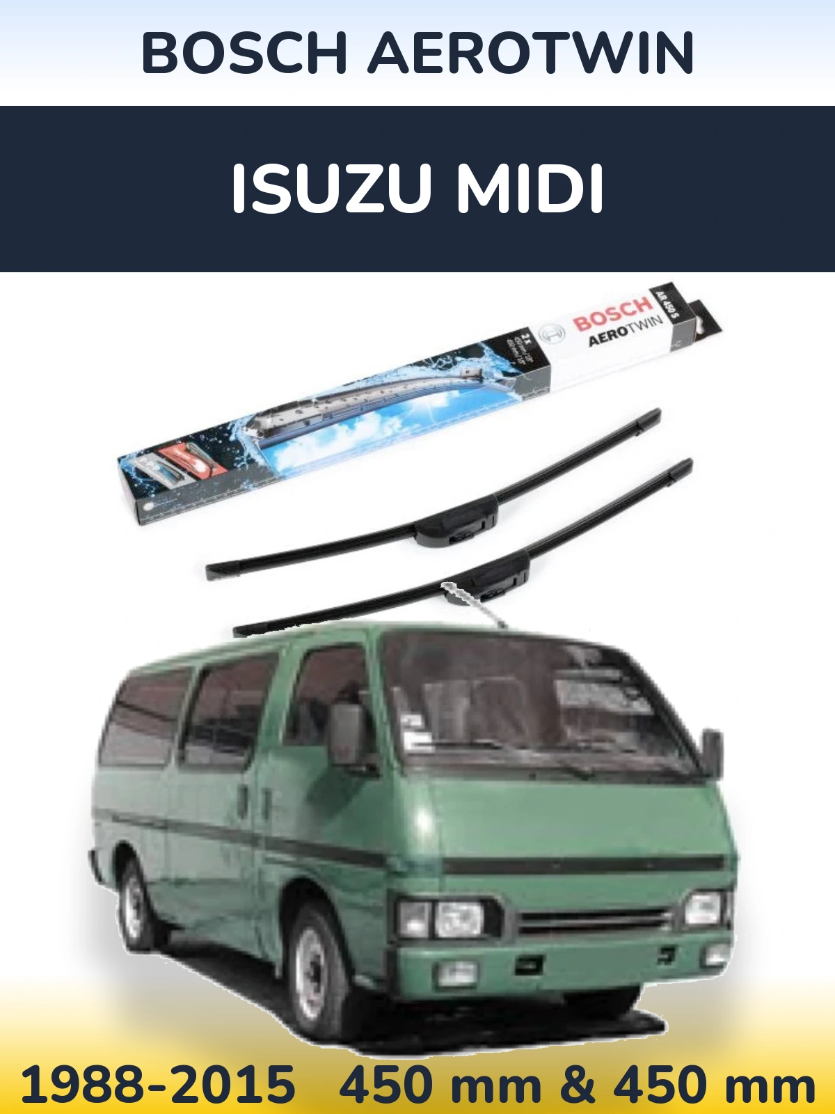 Комплект передніх щіток BOSCH AeroTwin 450 & 450 мм для Isuzu Midi 1988-2015