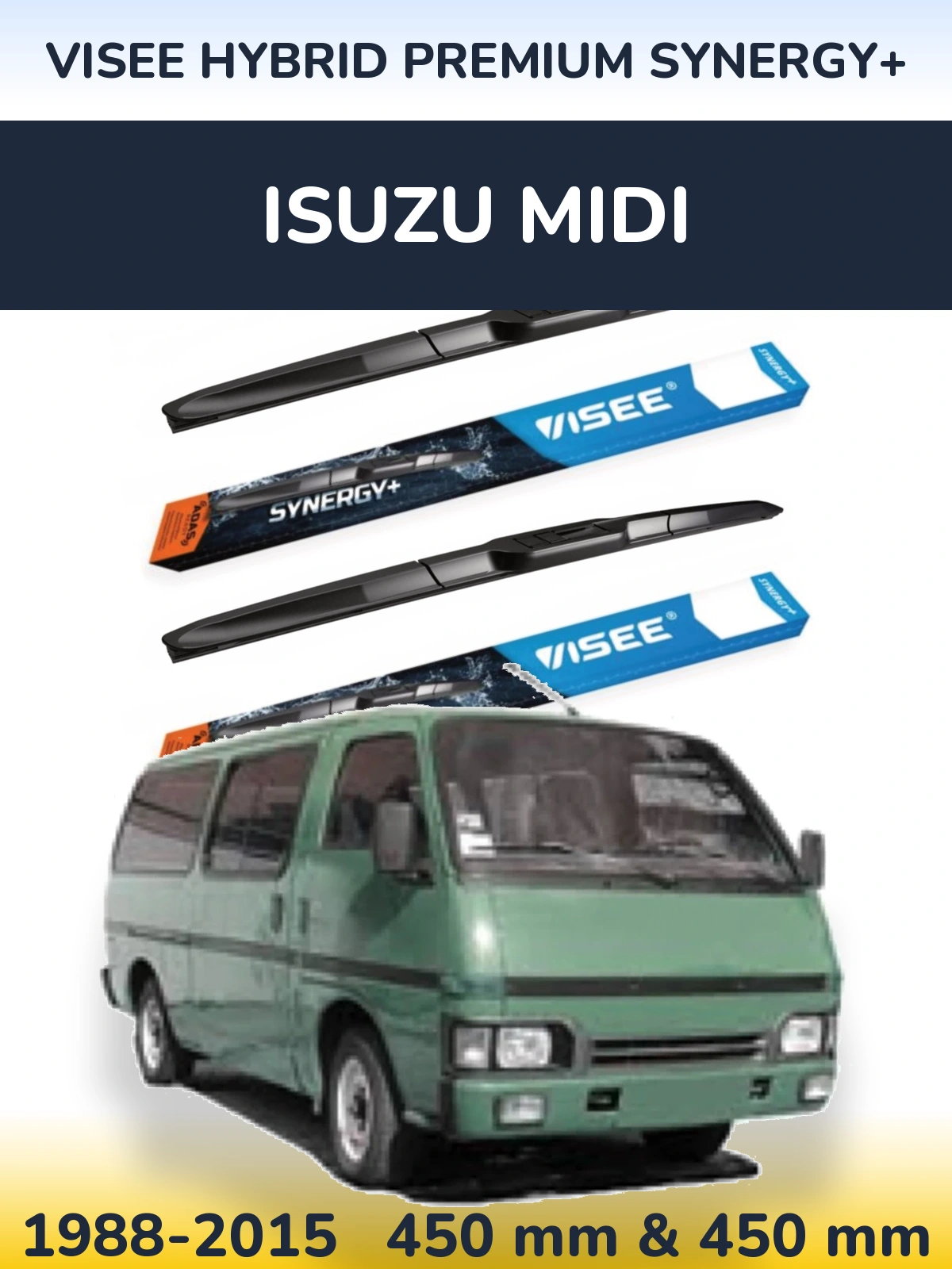 Sada předních stěračů VISEE HYBRID PREMIUM SYNERGY+ 450 a 450 mm pro Isuzu Midi 1988-2015