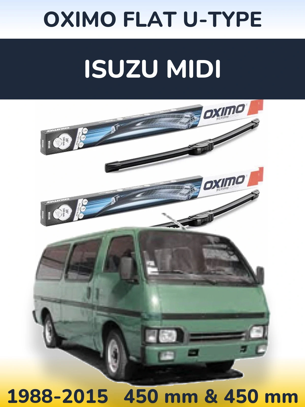 Sada předních stěračů Oximo Flat U-type 450 a 450 mm pro Isuzu Midi 1988-2015
