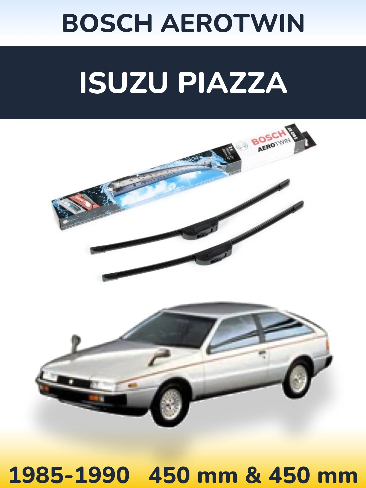 Sada předních stěračů BOSCH AeroTwin 450 a 450 mm pro Isuzu Piazza 1985-1990