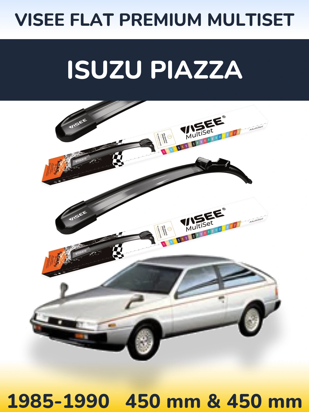 Sada předních stěračů VISEE FLAT PREMIUM MultiSet 450 a 450 mm pro Isuzu Piazza 1985-1990