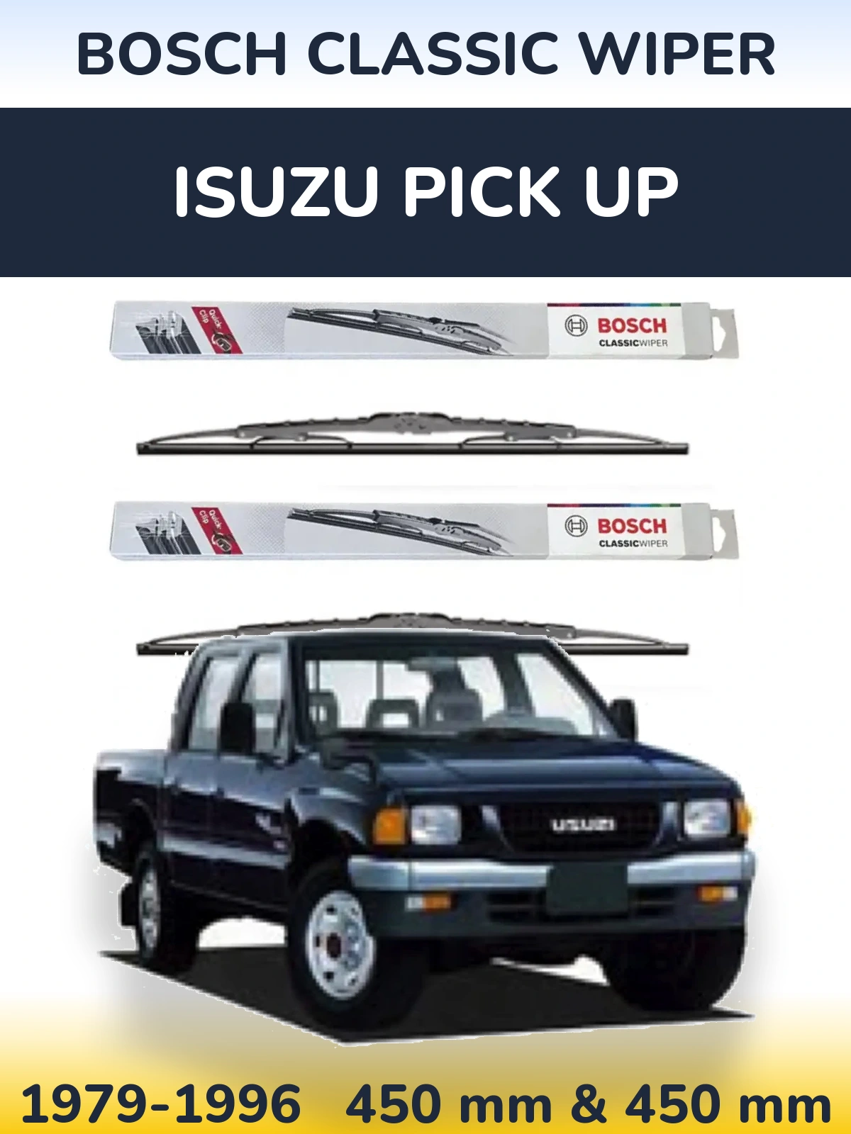 Sada předních stěračů BOSCH Classic Wiper 450 a 450 mm pro Isuzu Pick Up 1979-1996