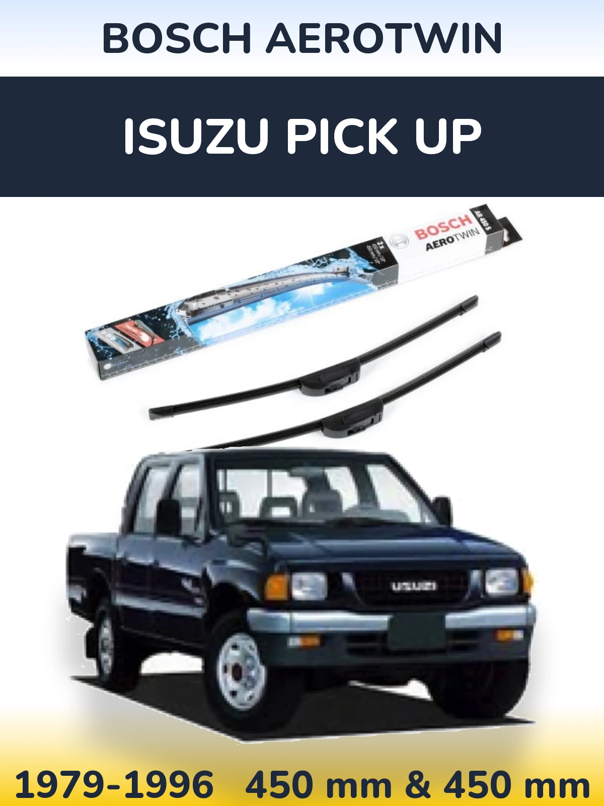 Sada předních stěračů BOSCH AeroTwin 450 a 450 mm pro Isuzu Pick Up 1979-1996