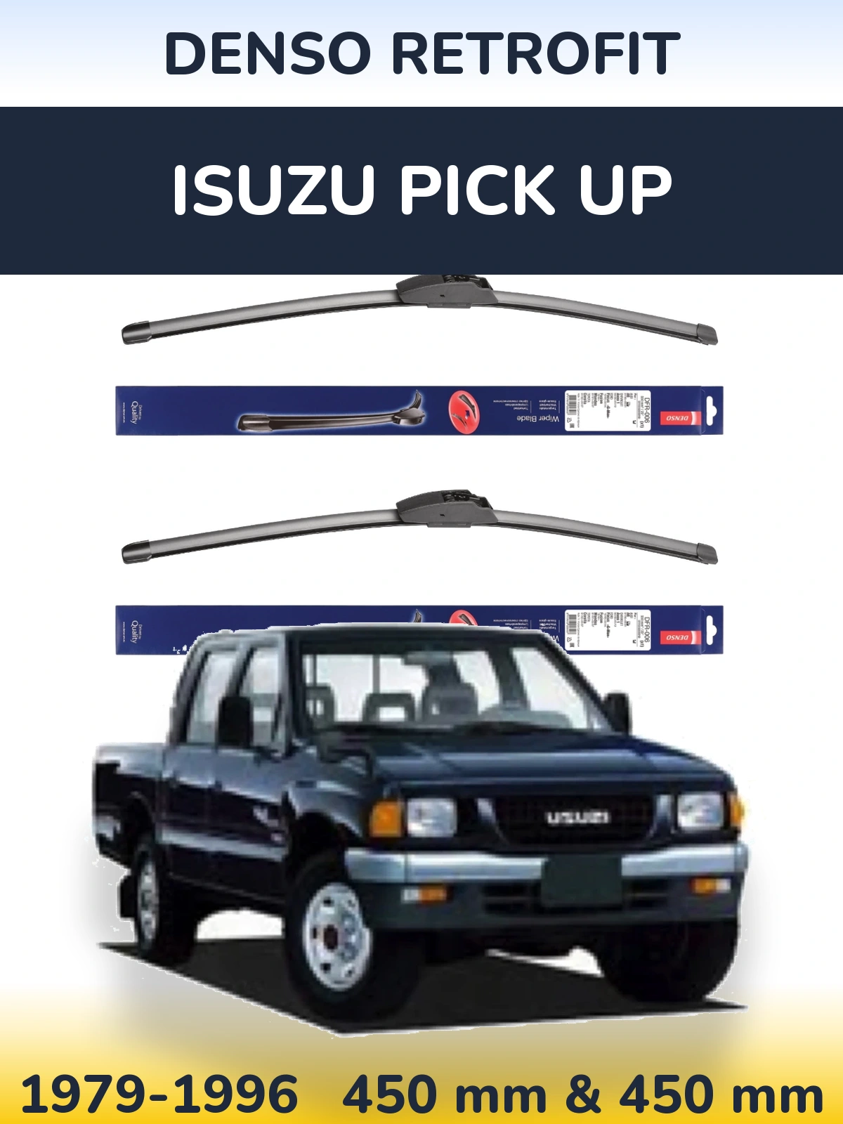 Sada předních stěračů Denso Retrofit 450 a 450 mm pro Isuzu Pick Up 1979-1996