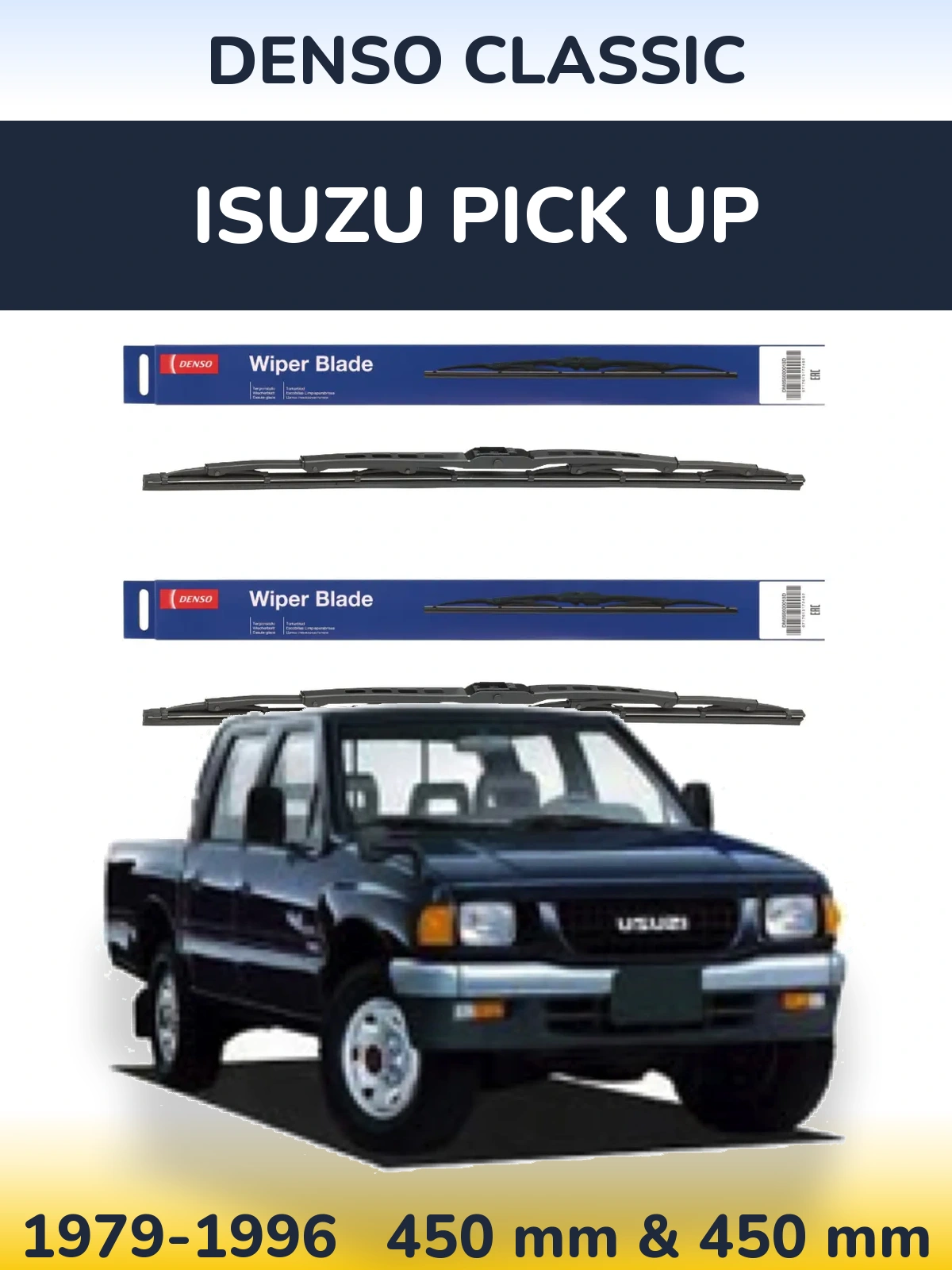 Sada předních stěračů Denso Classic 450 a 450 mm pro Isuzu Pick Up 1979-1996