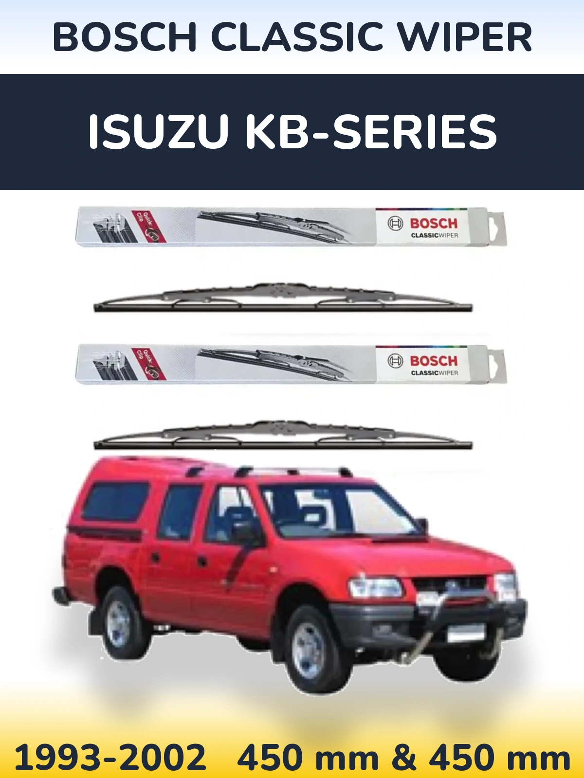 Sada předních stěračů BOSCH Classic Wiper 450 a 450 mm pro Isuzu KB-Series 1993-2002
