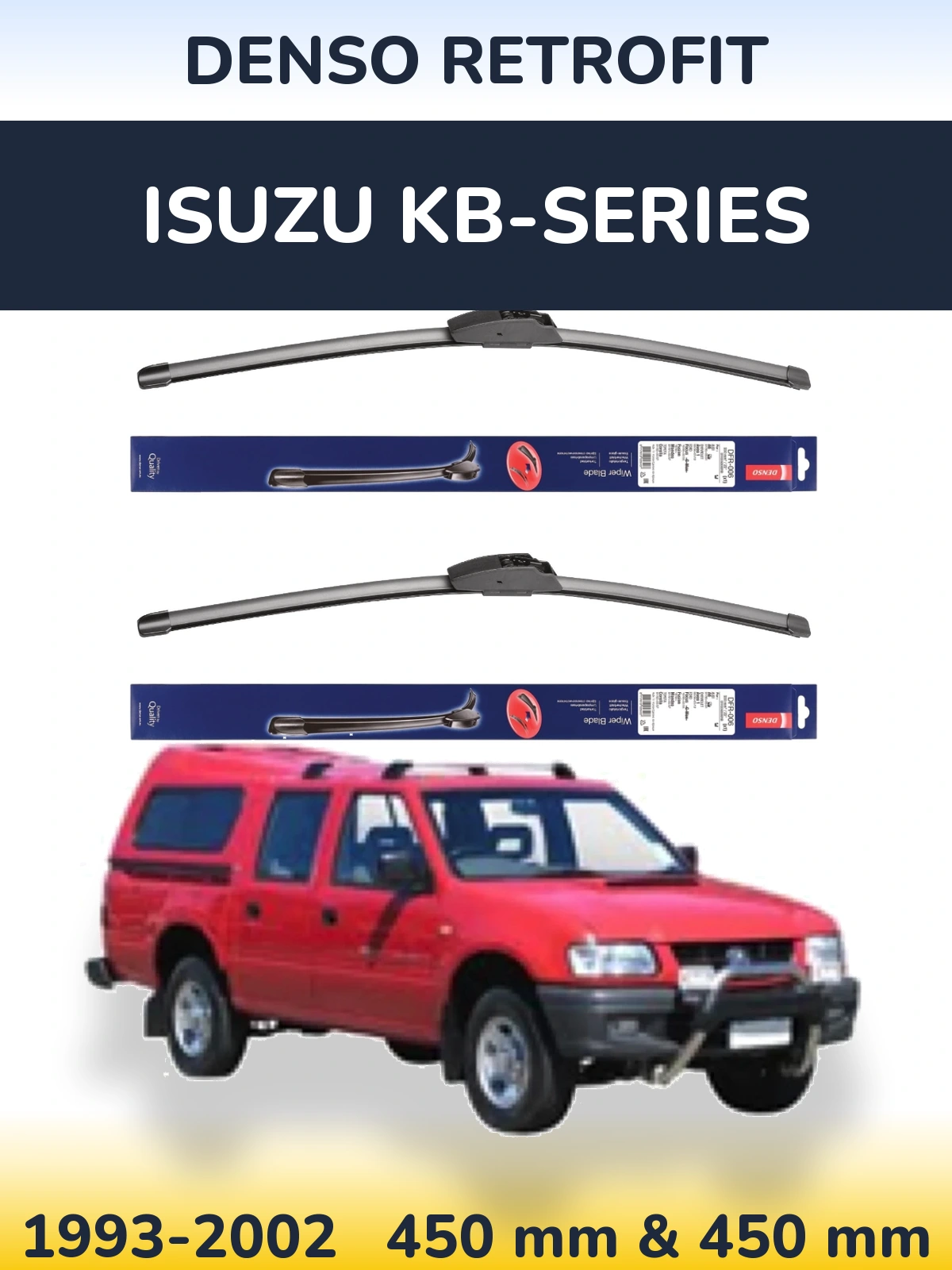 Sada předních stěračů Denso Retrofit 450 a 450 mm pro Isuzu KB-Series 1993-2002