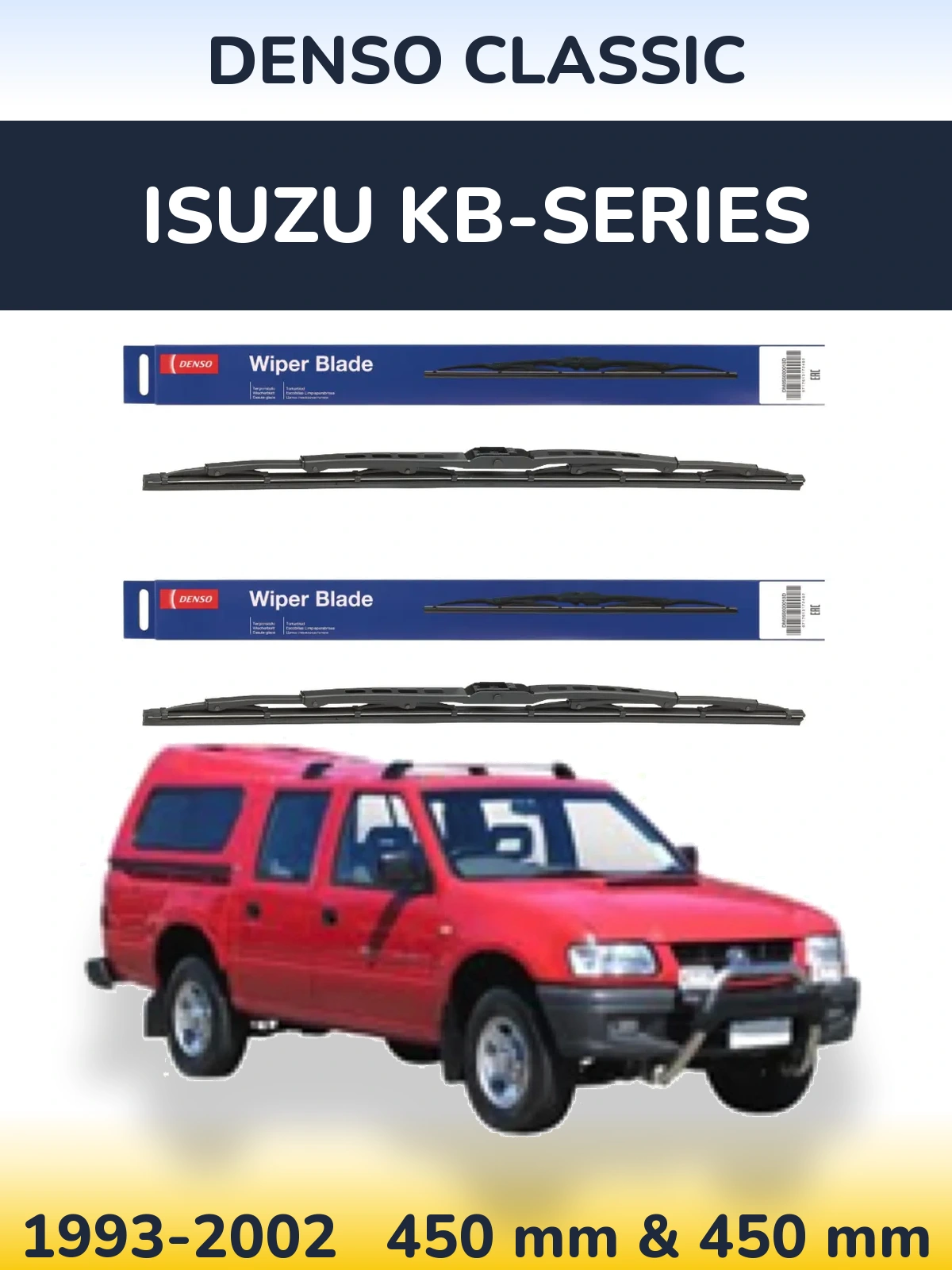 Sada předních stěračů Denso Classic 450 a 450 mm pro Isuzu KB-Series 1993-2002