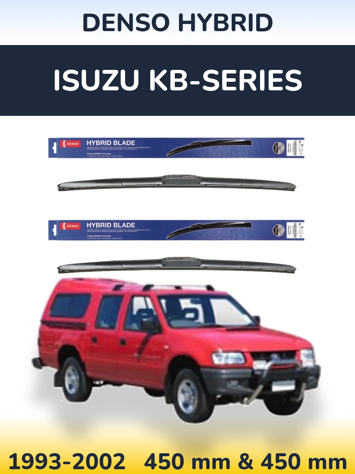 Sada předních stěračů Denso Hybrid 450 a 450 mm pro Isuzu KB-Series 1993-2002