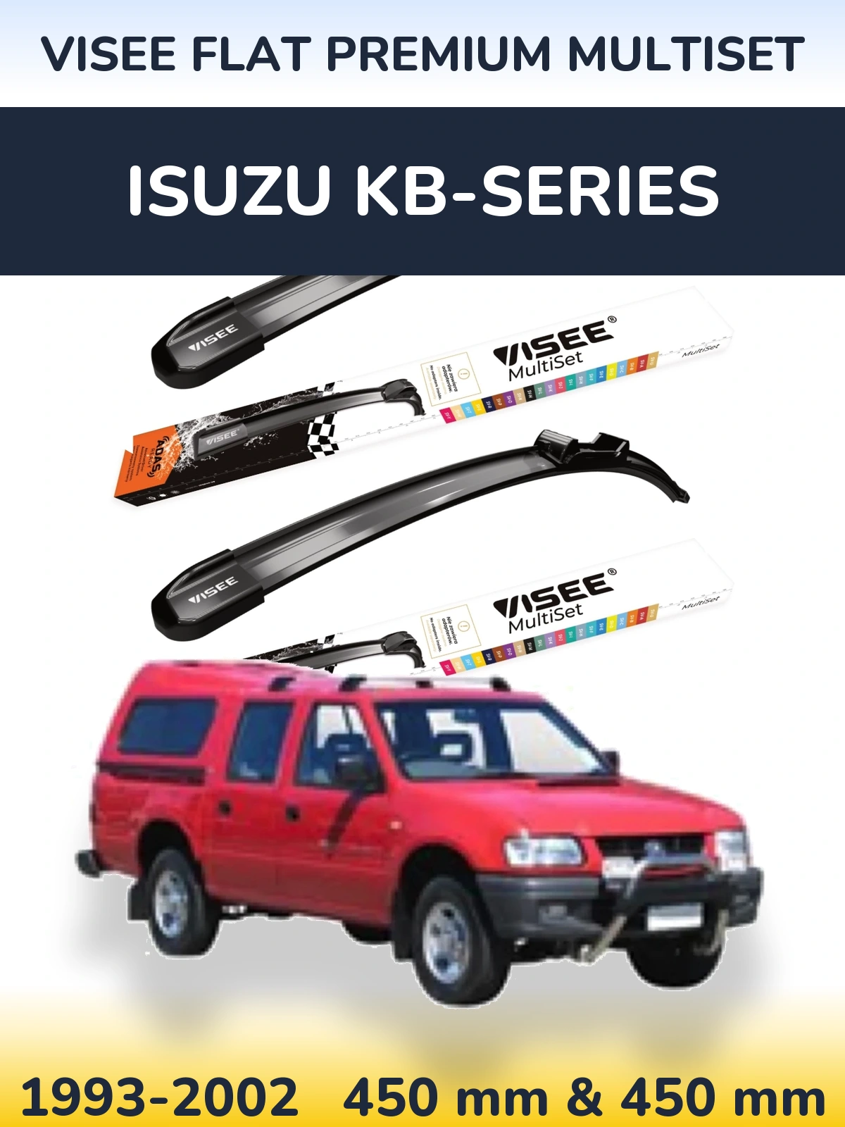 Sada předních stěračů VISEE FLAT PREMIUM MultiSet 450 a 450 mm pro Isuzu KB-Series 1993-2002