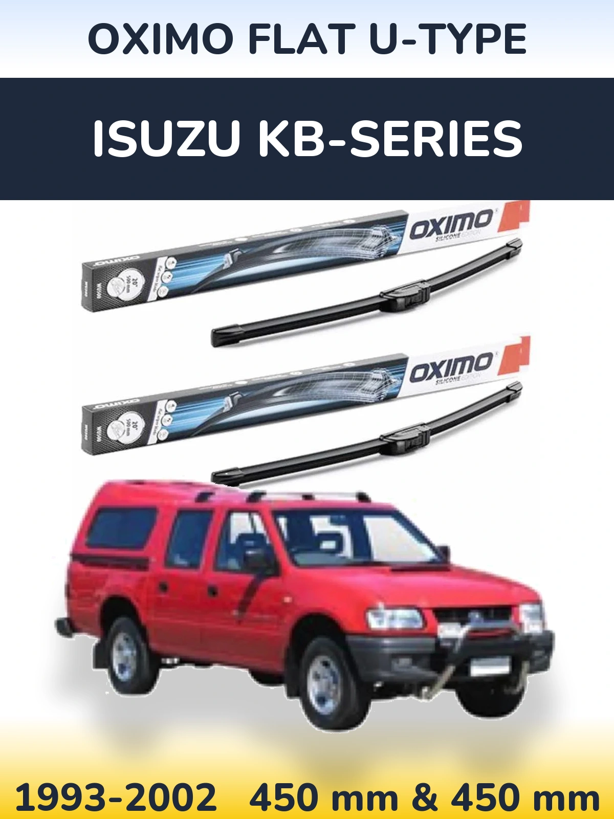 Sada předních stěračů Oximo Flat U-type 450 a 450 mm pro Isuzu KB-Series 1993-2002