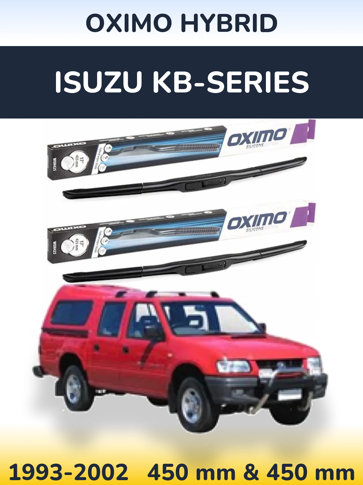 Sada předních stěračů Oximo Hybrid 450 a 450 mm pro Isuzu KB-Series 1993-2002