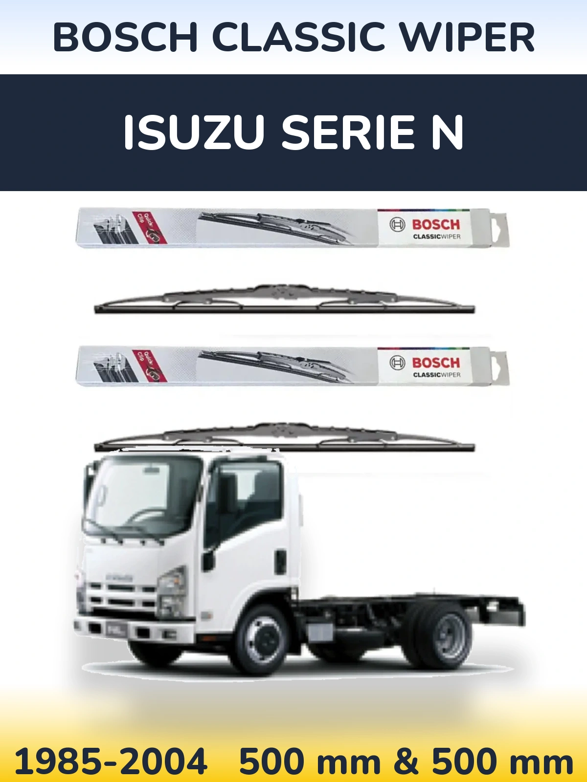 Sada předních stěračů BOSCH Classic Wiper 500 a 500 mm pro Isuzu Serie N 1985-2004