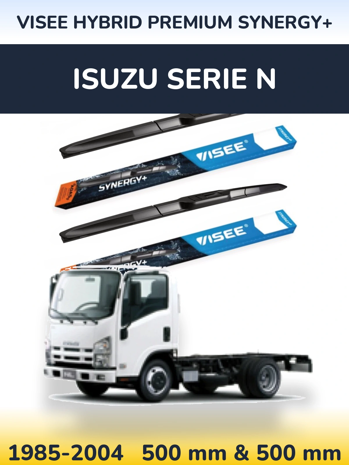 Комплект передніх щіток VISEE HYBRID PREMIUM SYNERGY+ 500 & 500 мм для Isuzu Serie N 1985-2004