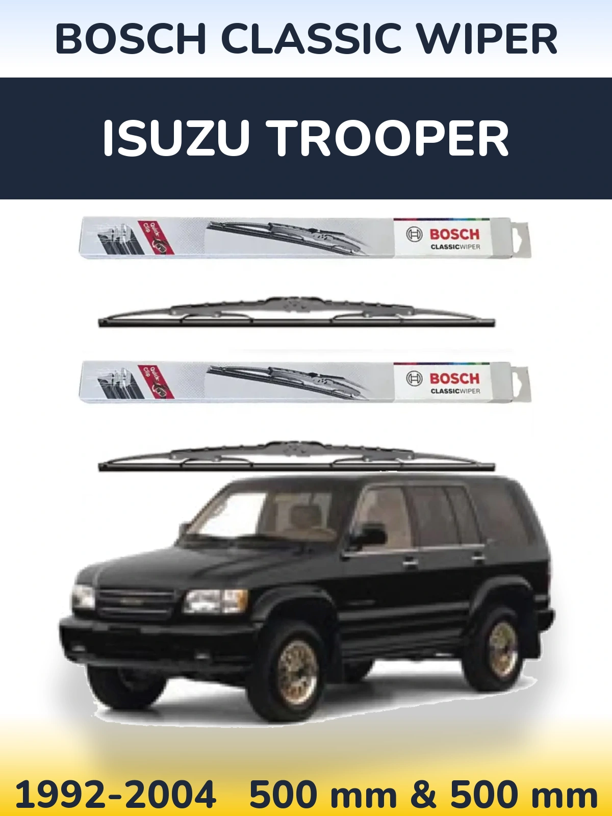 Sada předních stěračů BOSCH Classic Wiper 500 a 500 mm pro Isuzu Trooper 1992-2004