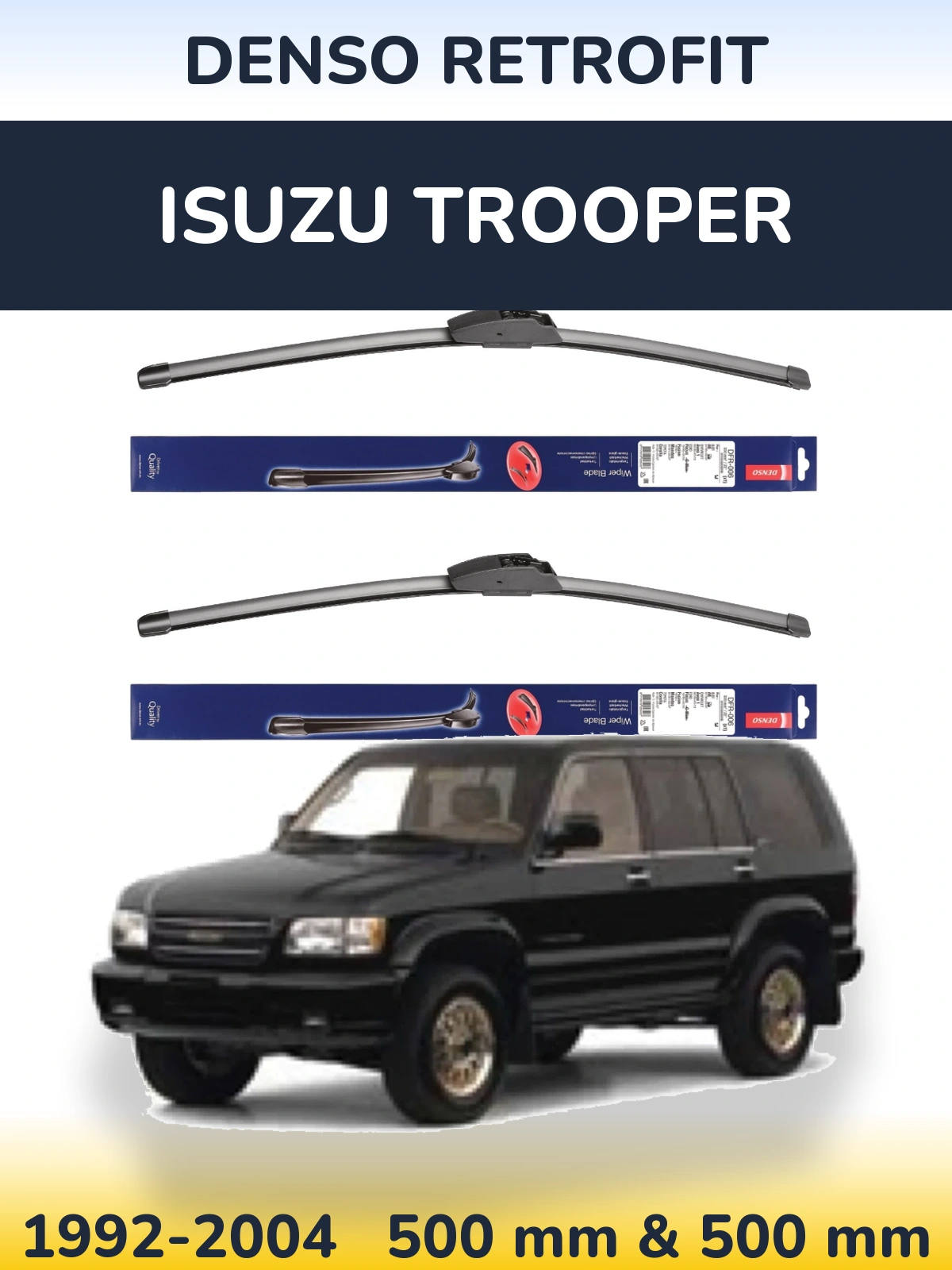 Sada předních stěračů Denso Retrofit 500 a 500 mm pro Isuzu Trooper 1992-2004