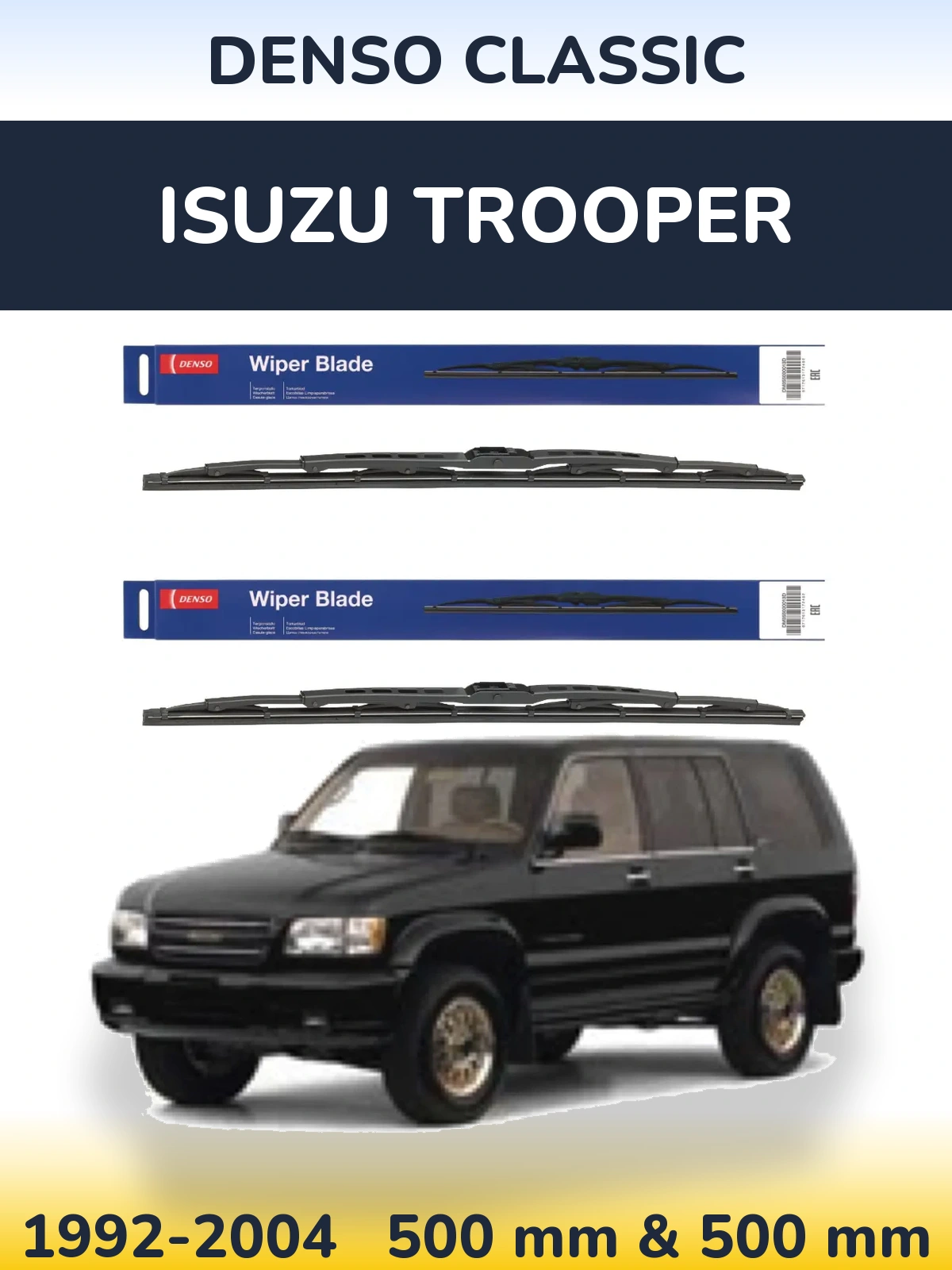 Sada předních stěračů Denso Classic 500 a 500 mm pro Isuzu Trooper 1992-2004
