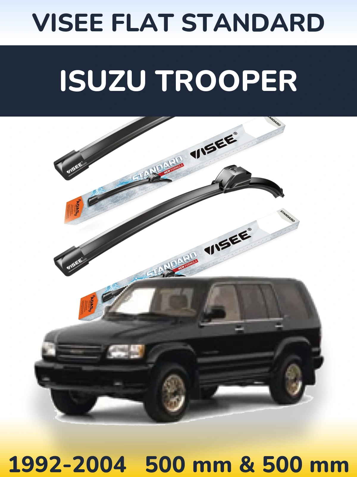 Комплект передніх щіток VISEE FLAT STANDARD 500 & 500 мм для Isuzu Trooper 1992-2004
