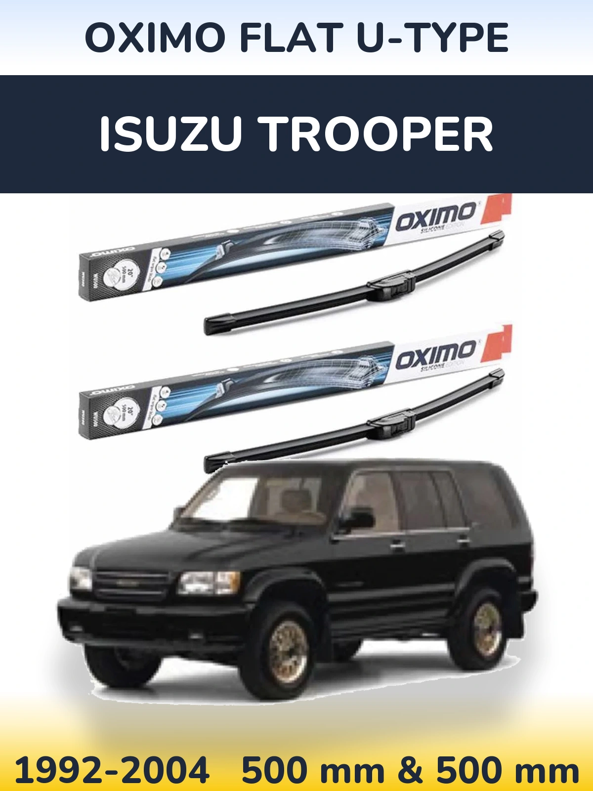 Sada předních stěračů Oximo Flat U-type 500 a 500 mm pro Isuzu Trooper 1992-2004