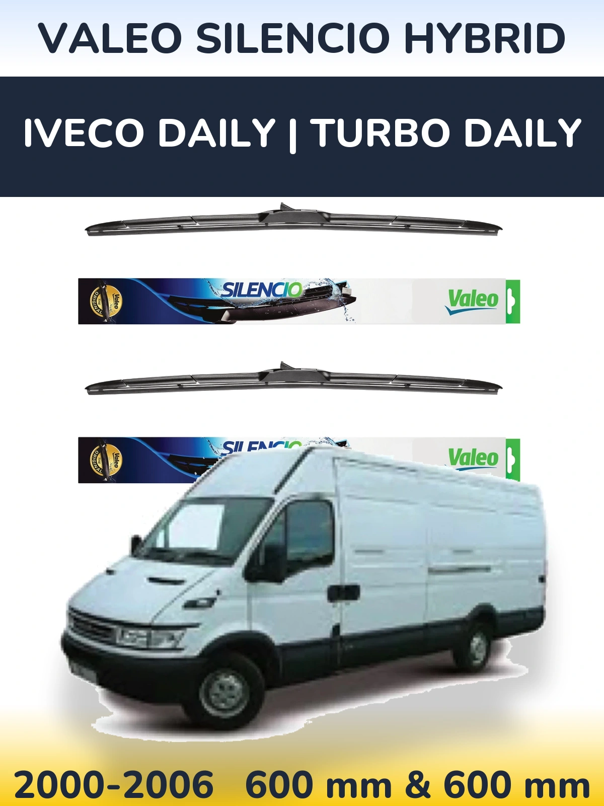 Sada předních stěračů Valeo Silencio Hybrid 600 a 600 mm pro Iveco Daily | Turbo Daily 2000-2006