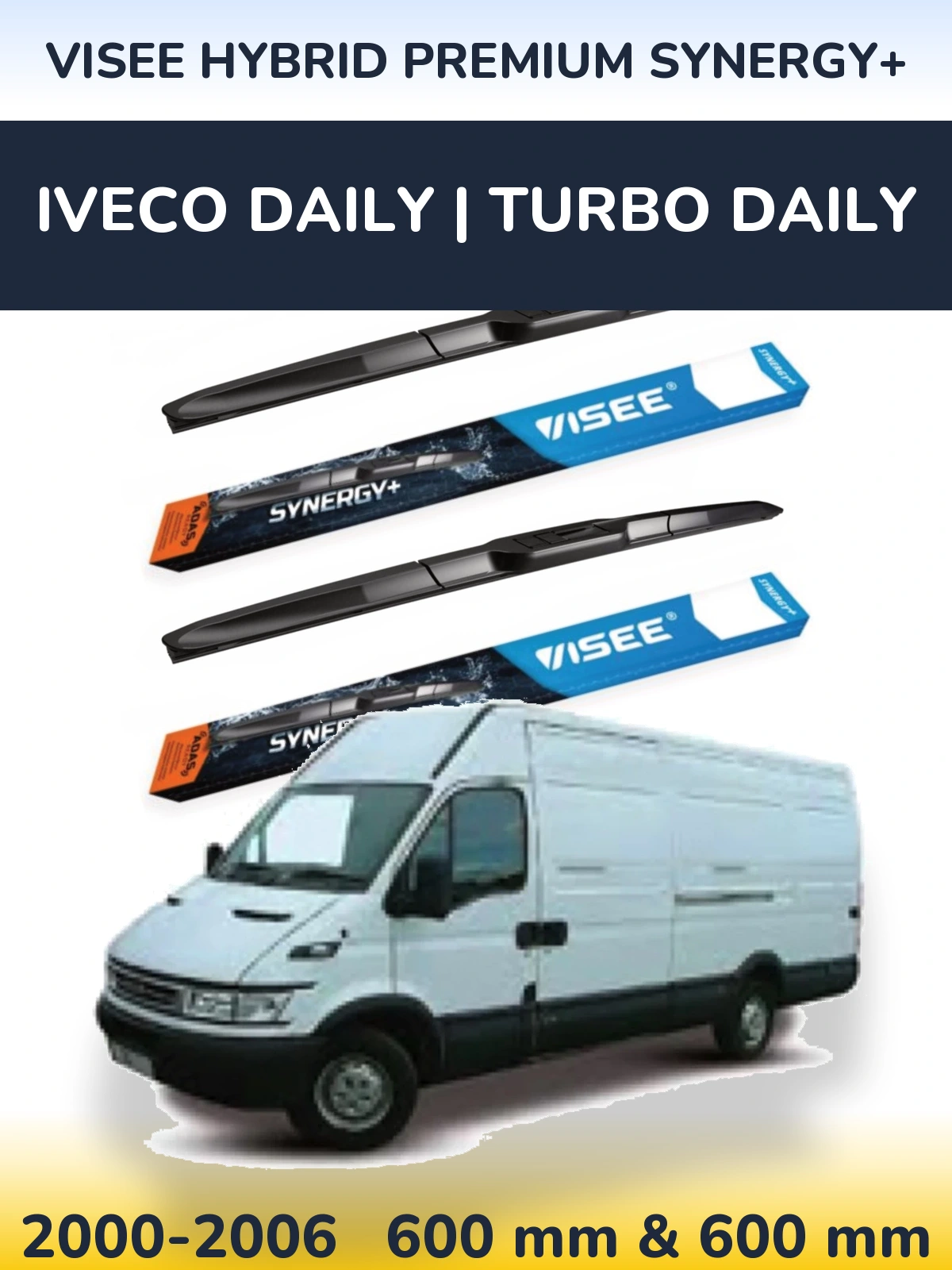 Комплект передніх щіток VISEE HYBRID PREMIUM SYNERGY+ 600 & 600 мм для Iveco Daily | Turbo Daily 2000-2006