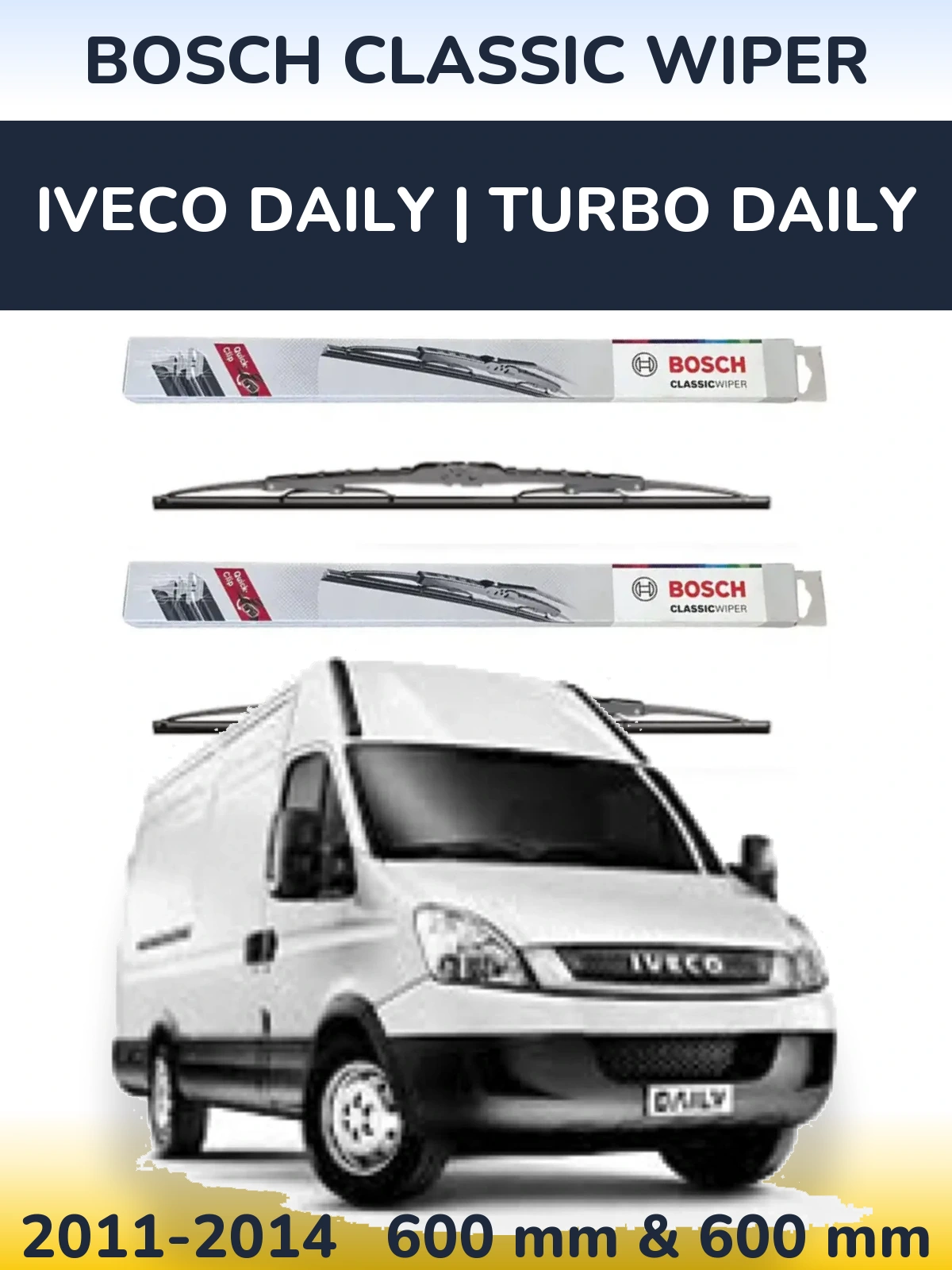 Sada předních stěračů BOSCH Classic Wiper 600 a 600 mm pro Iveco Daily | Turbo Daily 2011-2014