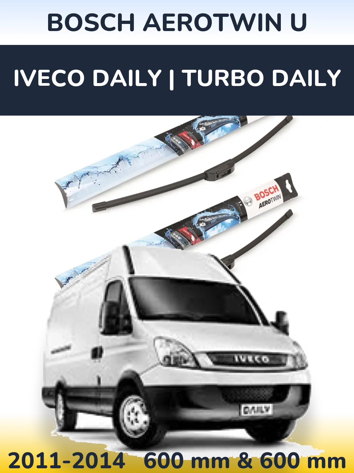 Sada předních stěračů BOSCH AeroTwin U 600 a 600 mm pro Iveco Daily | Turbo Daily 2011-2014
