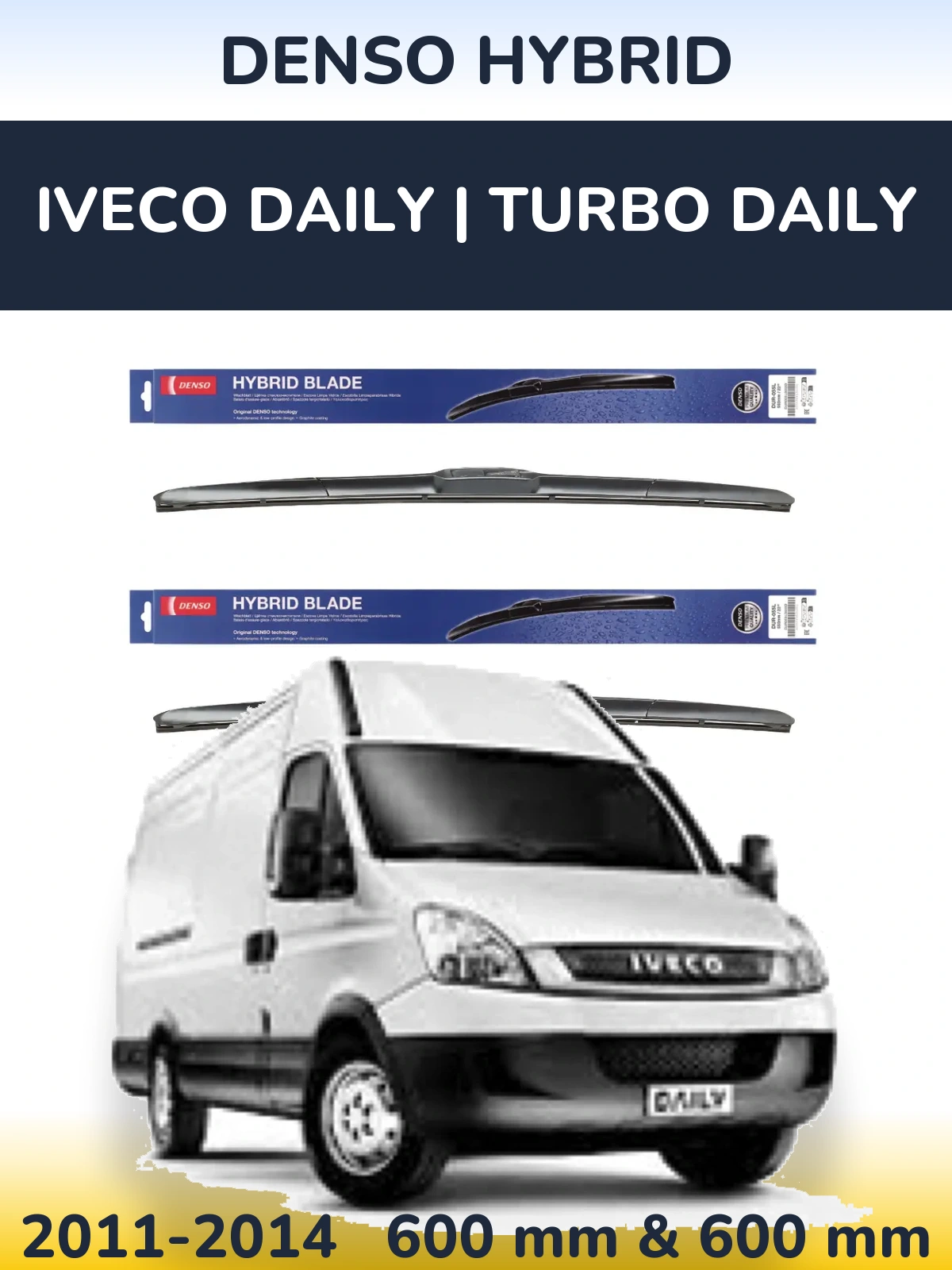 Sada předních stěračů Denso Hybrid 600 a 600 mm pro Iveco Daily | Turbo Daily 2011-2014