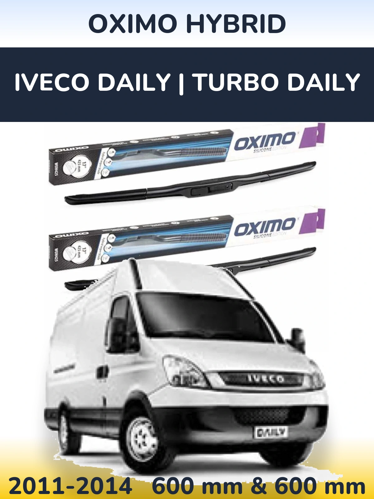 Sada předních stěračů Oximo Hybrid 600 a 600 mm pro Iveco Daily | Turbo Daily 2011-2014
