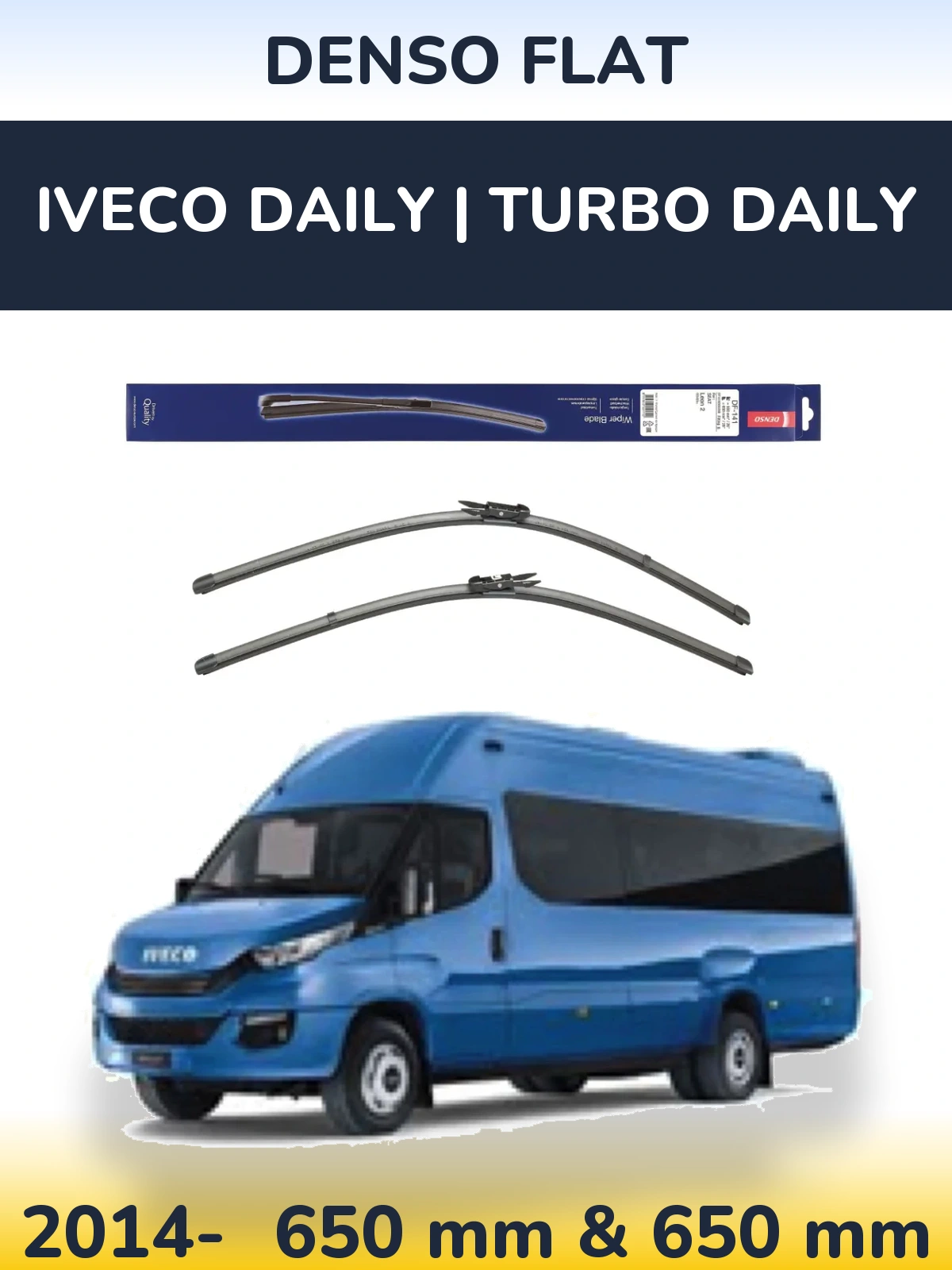 Sada předních stěračů Denso Flat 650 a 650 mm pro Iveco Daily | Turbo Daily 2014-2026