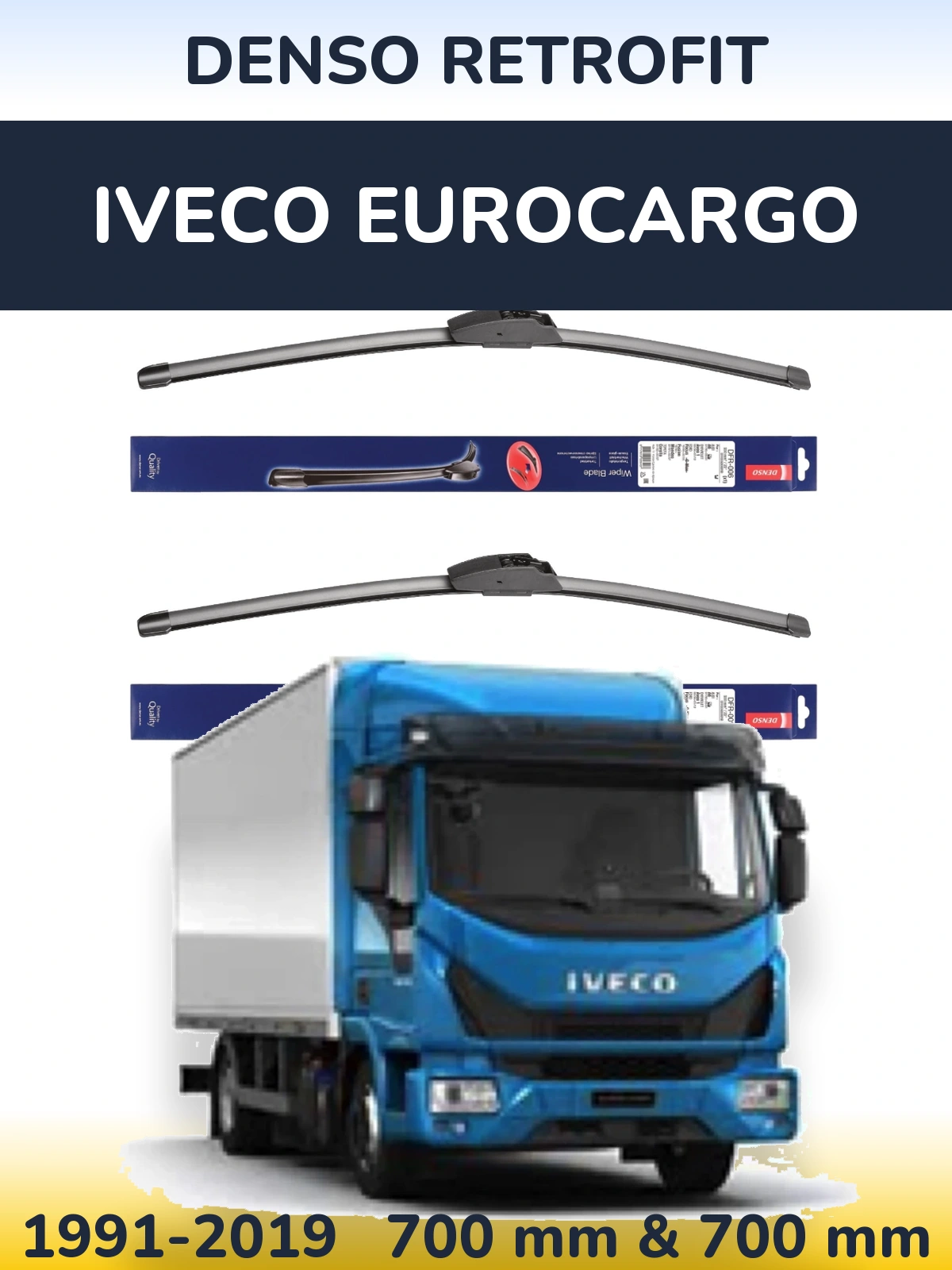 Sada předních stěračů Denso Retrofit 700 a 700 mm pro Iveco EuroCargo 1991-2019