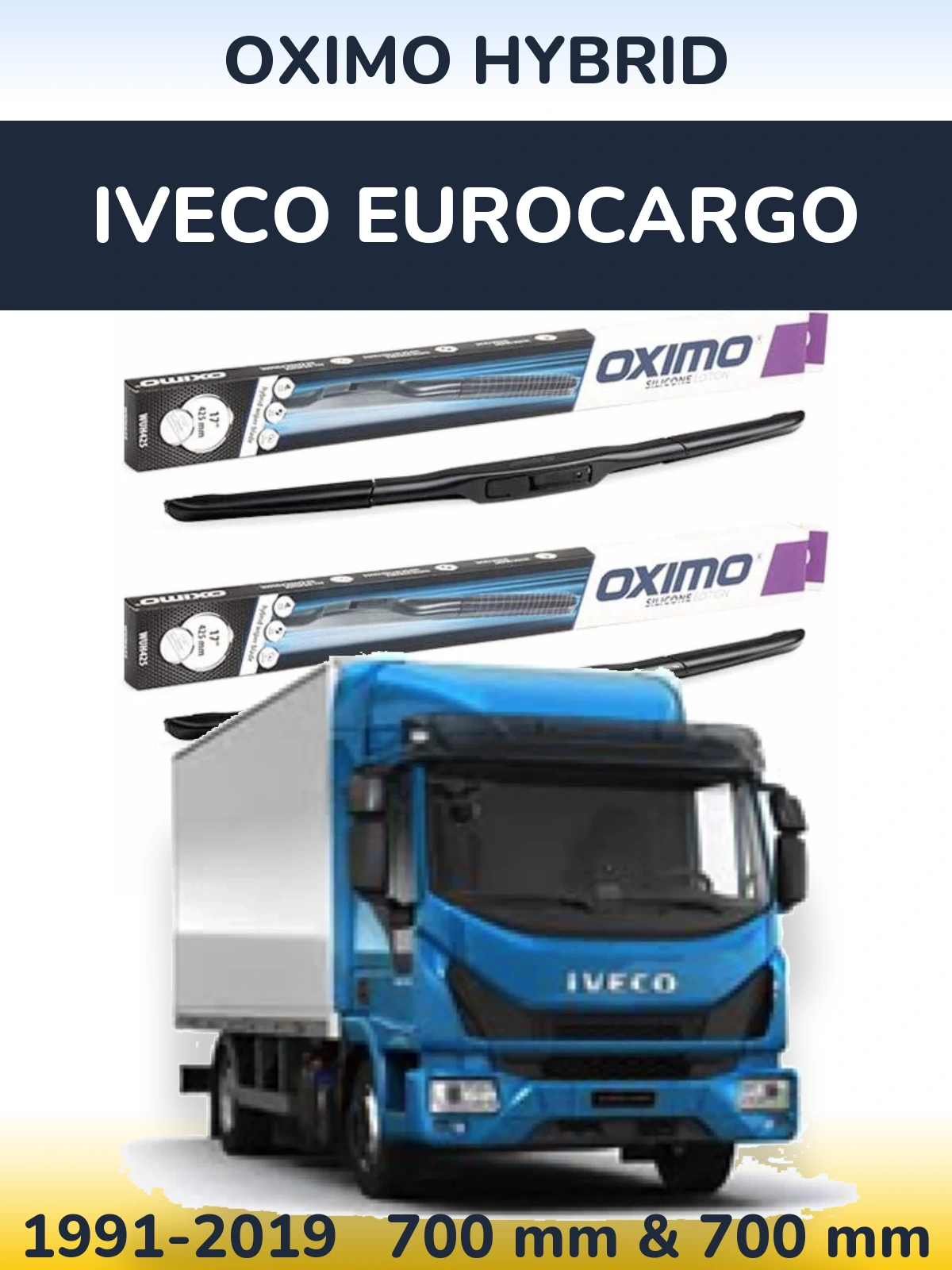 Sada předních stěračů Oximo Hybrid 700 a 700 mm pro Iveco EuroCargo 1991-2019
