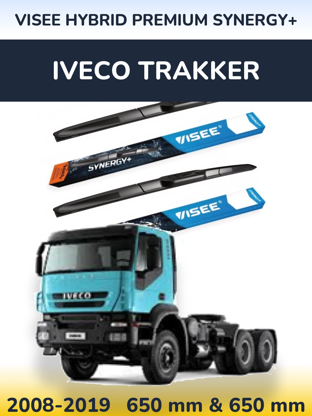 Sada předních stěračů VISEE HYBRID PREMIUM SYNERGY+ 650 a 650 mm pro Iveco Trakker 2008-2019