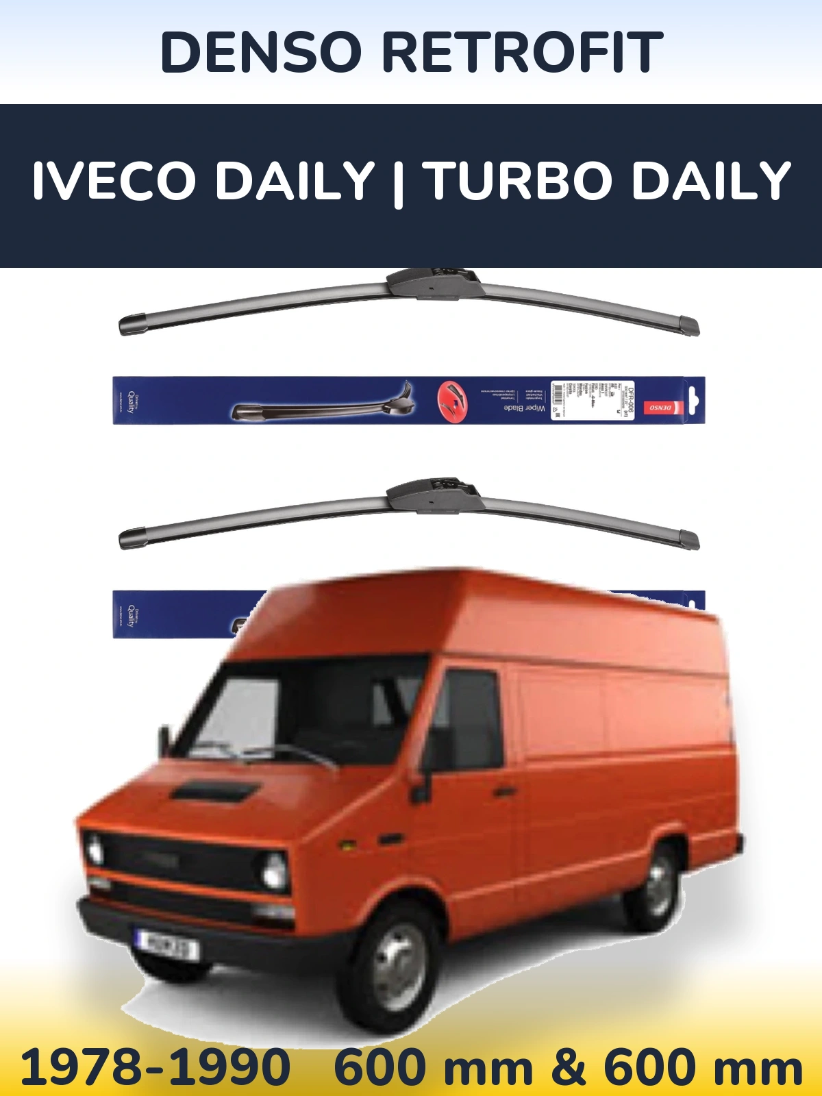 Sada předních stěračů Denso Retrofit 600 a 600 mm pro Iveco Daily | Turbo Daily 1978-1990
