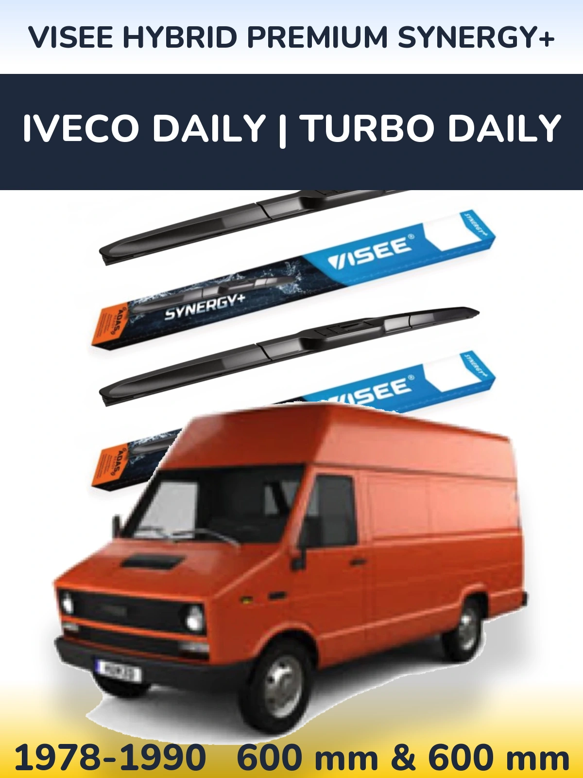 Sada předních stěračů VISEE HYBRID PREMIUM SYNERGY+ 600 a 600 mm pro Iveco Daily | Turbo Daily 1978-1990