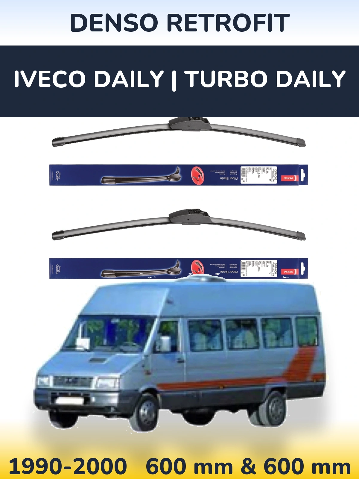 Sada předních stěračů Denso Retrofit 600 a 600 mm pro Iveco Daily | Turbo Daily 1990-2000
