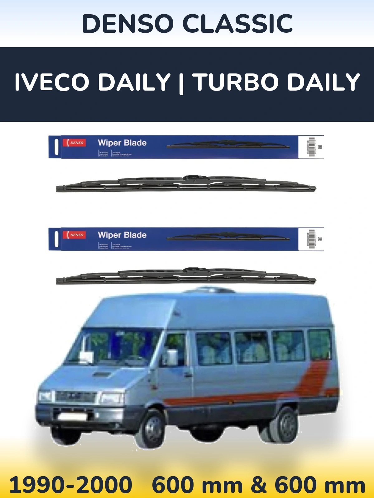 Комплект передніх щіток Denso Classic 600 & 600 мм для Iveco Daily | Turbo Daily 1990-2000
