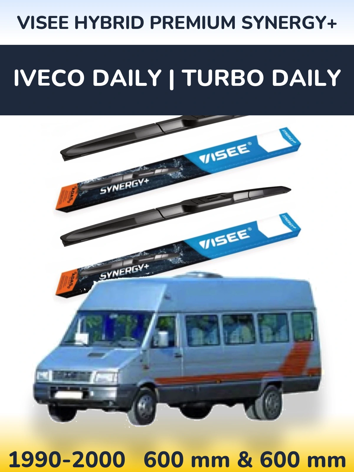 Sada předních stěračů VISEE HYBRID PREMIUM SYNERGY+ 600 a 600 mm pro Iveco Daily | Turbo Daily 1990-2000