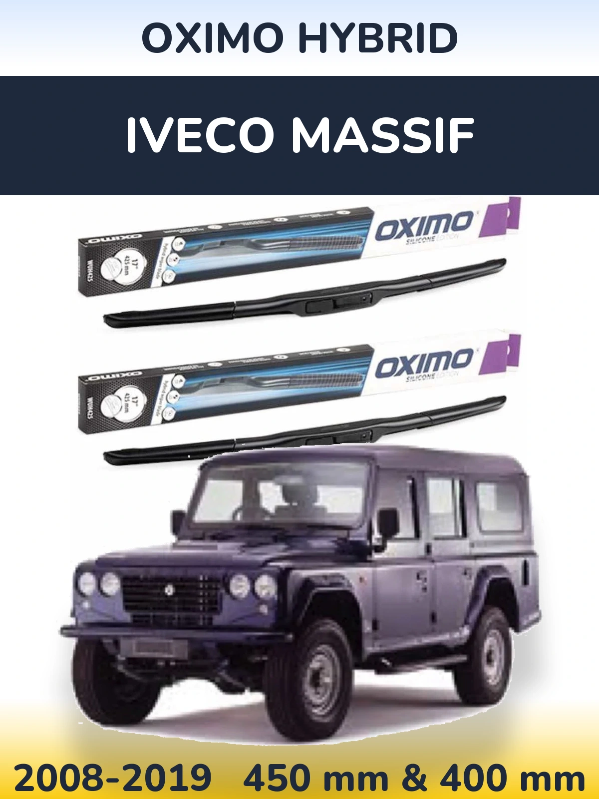 Комплект передніх щіток Oximo Hybrid 450 & 400 мм для Iveco Massif 2008-2019