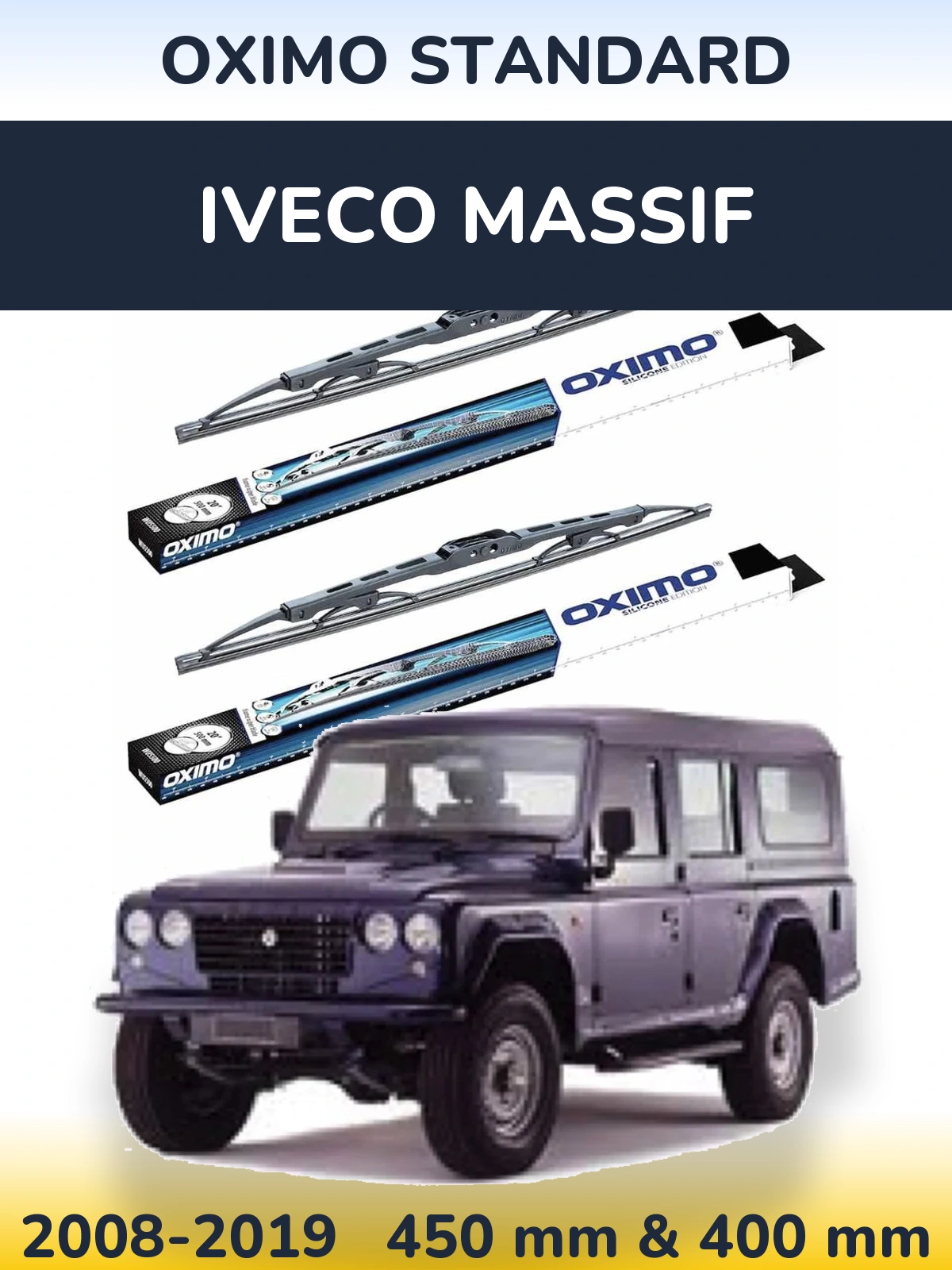 Sada předních stěračů Oximo Standard 450 a 400 mm pro Iveco Massif 2008-2019