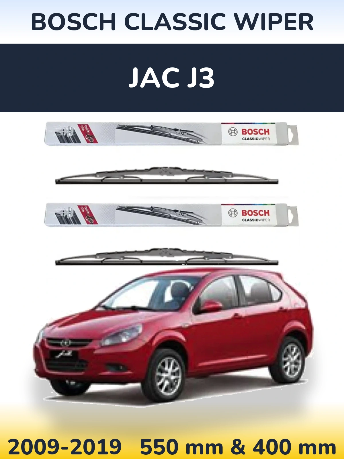 Sada předních stěračů BOSCH Classic Wiper 550 a 400 mm pro JAC J3 2009-2019