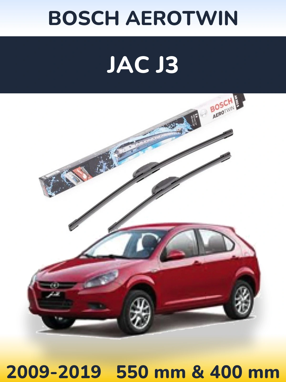 Sada předních stěračů BOSCH AeroTwin 550 a 400 mm pro JAC J3 2009-2019