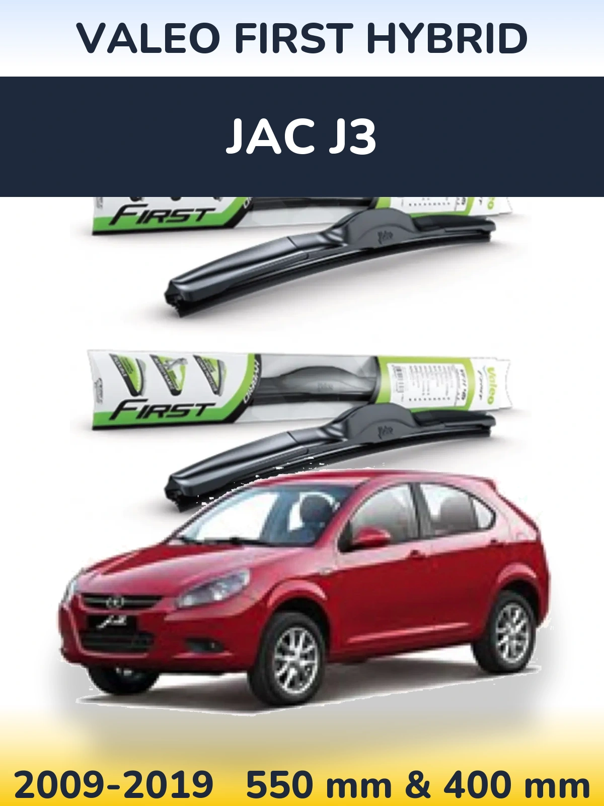 Sada předních stěračů Valeo First Hybrid 550 a 400 mm pro JAC J3 2009-2019